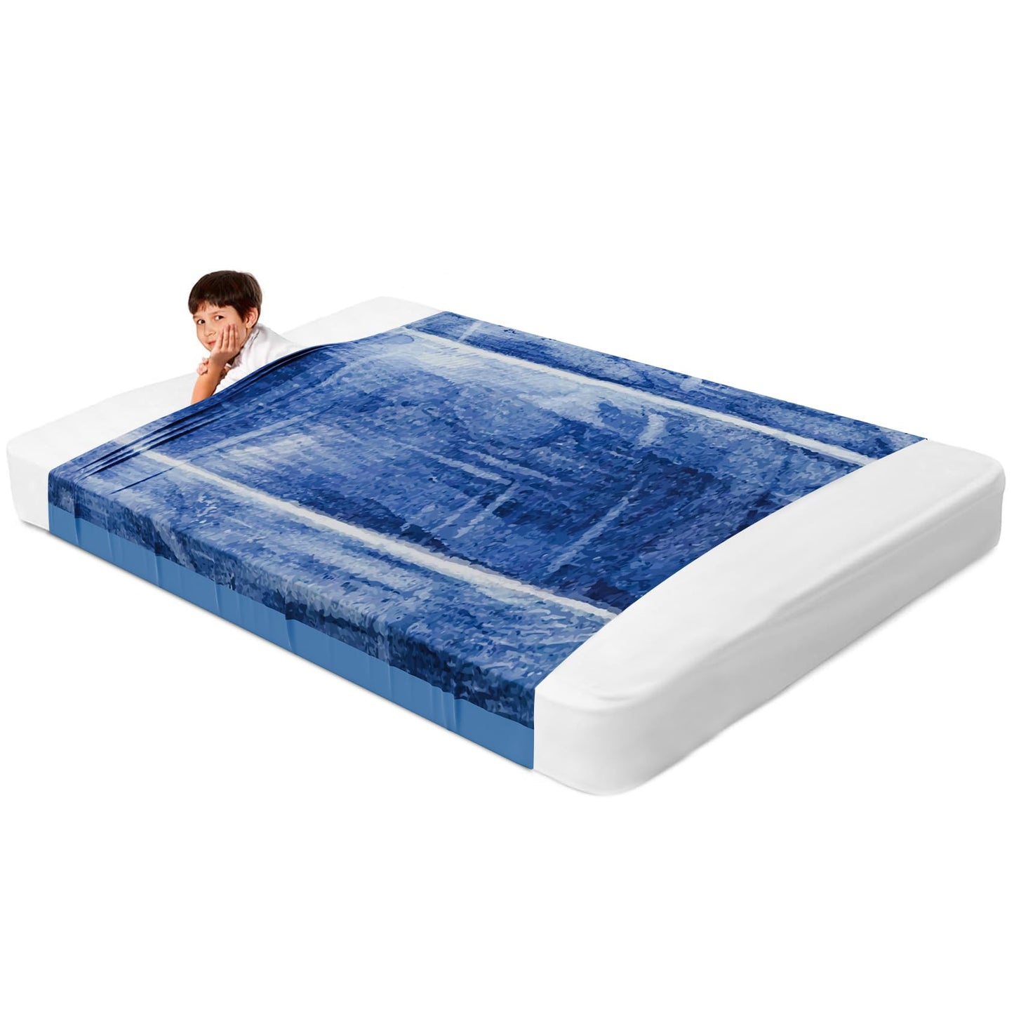 Deep Pressure Sensory Bed Sheet – Twin Sensory Compression Sheet Breathable Sleep Pod Blanket for Better Sleep Support – Calming Compression Blankets for Kids and Adults Blue Petal