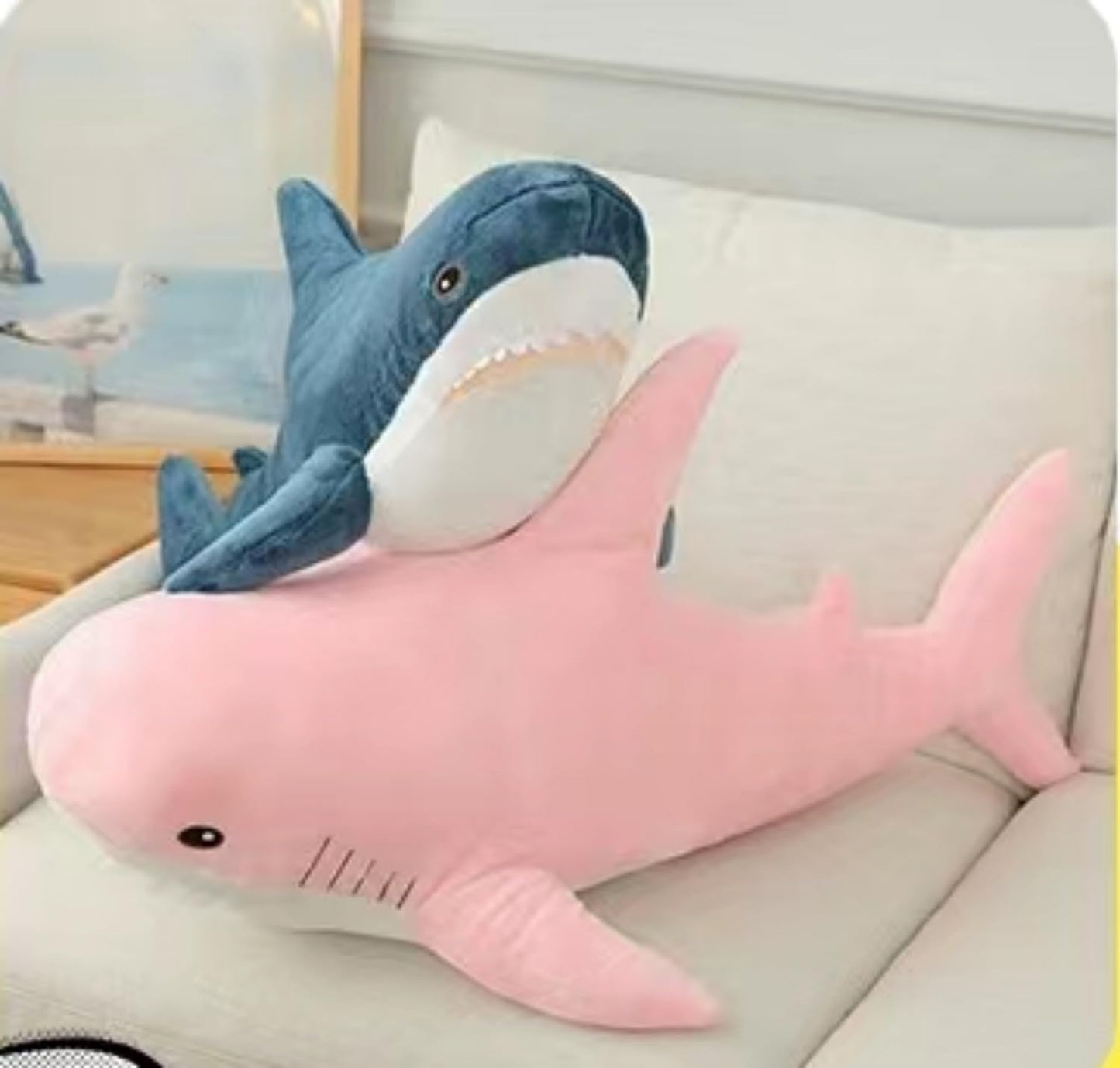 39.4 Inch XXL 15% Chubbier Weighted Giant Shark Stuffed Animal,Soft Chonky Shark Toys Shark Plush Pillows Stuffed Shark for Brave Boy's and Girl's Room Décor,Perfect Stress Relief for Women