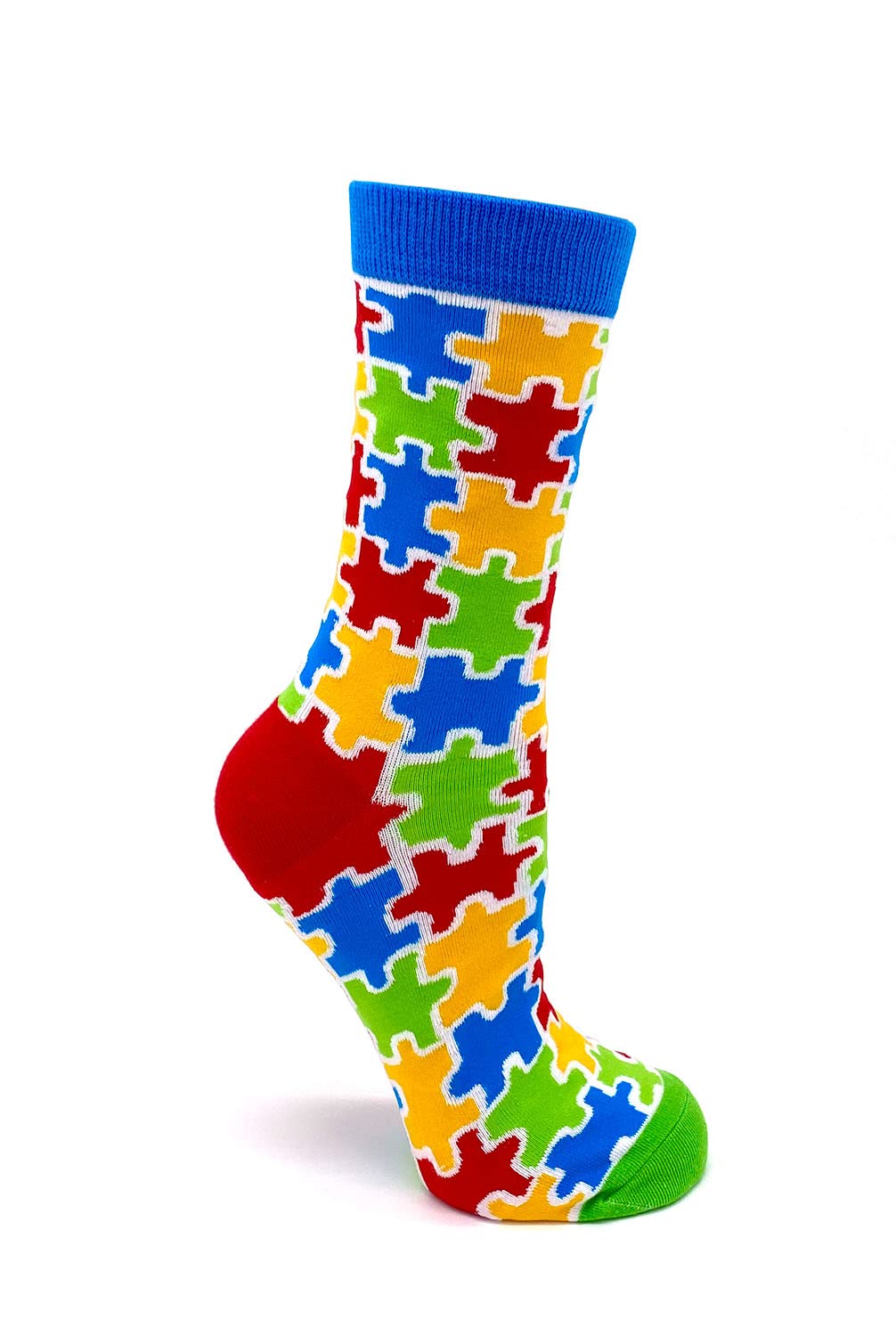 Fabdaz Colorful Autism Awareness Puzzle Pieces Women's Novelty Crew Socks - 1 Pair, 1 Size Fits Most