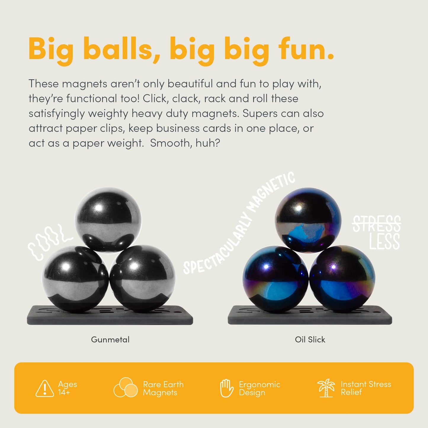 Speks Supers Magnetic Balls Fidget Toy for Adults and Teens 14+ | Stress Relief, Desk Toy | Stocking Stuffers & Office Holiday Gifts | Oil Slick 6 Pack