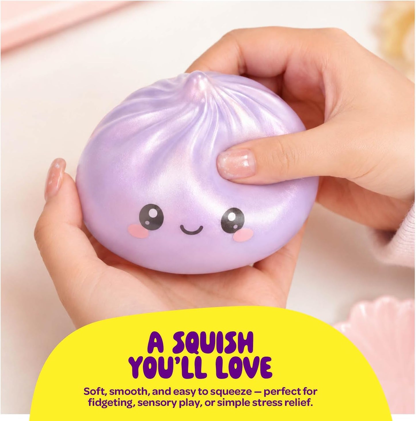 Glitter Dumpling Squishy Mystery Box - UV Color-Changing - Squishies Squeeze Toys - Squishys Big Dumplings Fidget Stress Sensory Toys - Gifts for Kids, Teens, Girls, Boys - Desk Toy