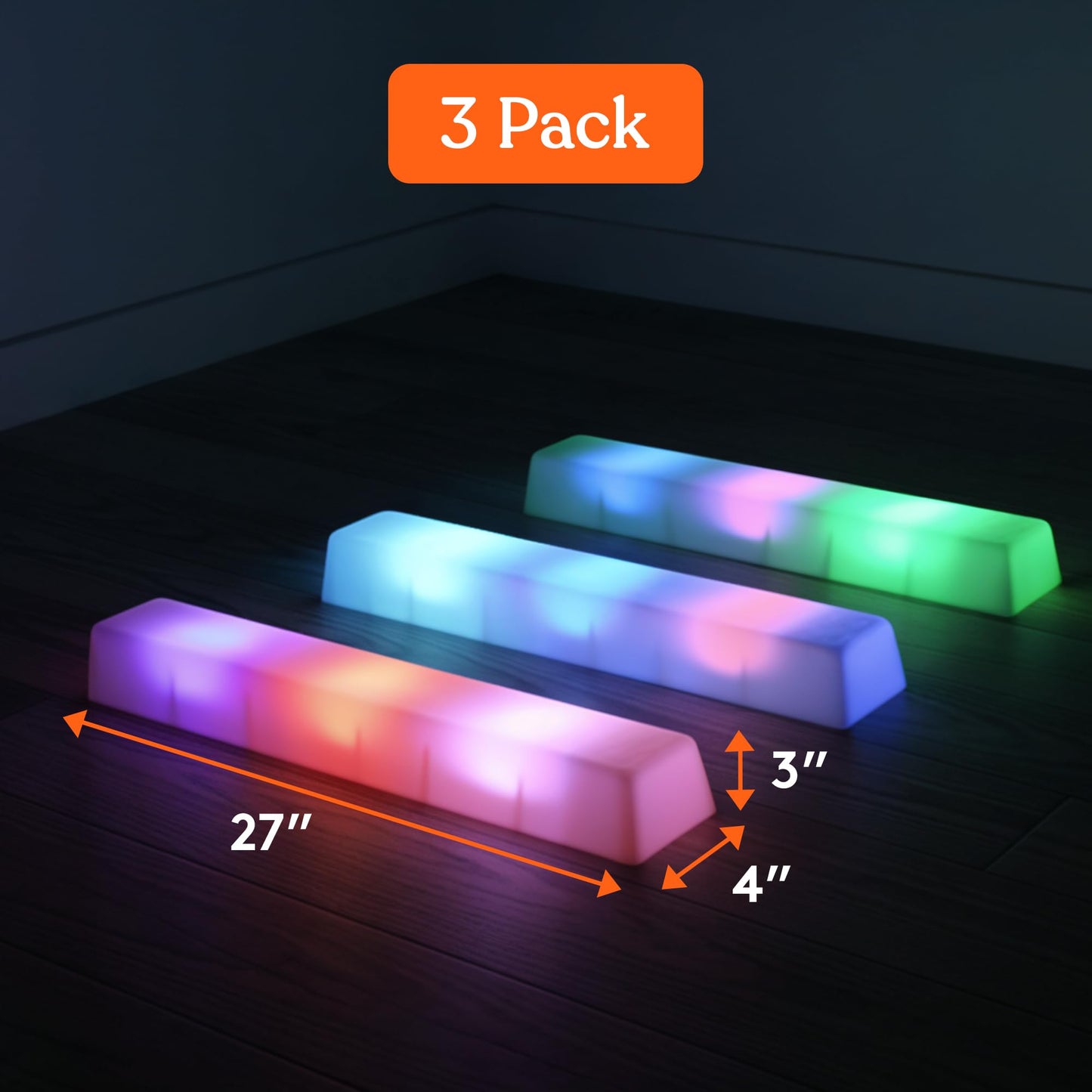 Special Supplies LED Stepping Stones for Kids -Light-Up Balance Blocks- Coordination & Balance for Toddlers & Children- Durable Non-Slip Rubber, Safe Indoor & Outdoor Play