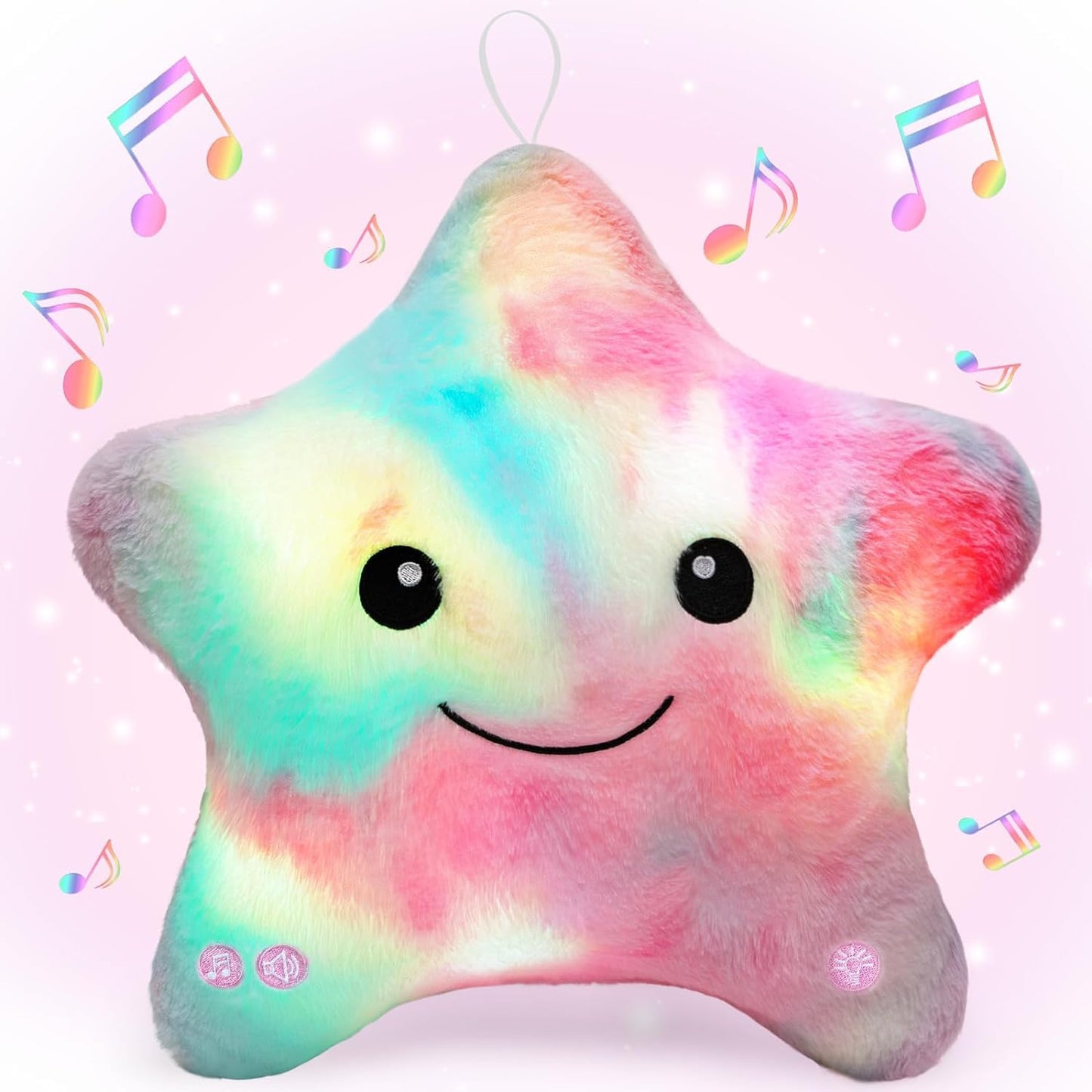 Subao Sensory Toys for Kids with Autism,14" Soft Toddler Pillow With Light &Music,Plush Star Night Light,Light Up Adhd Autism Sensory Products,Birthday Xmas Easter Gifts for Boys 3 4 5 6 7 8 9 10 Blue
