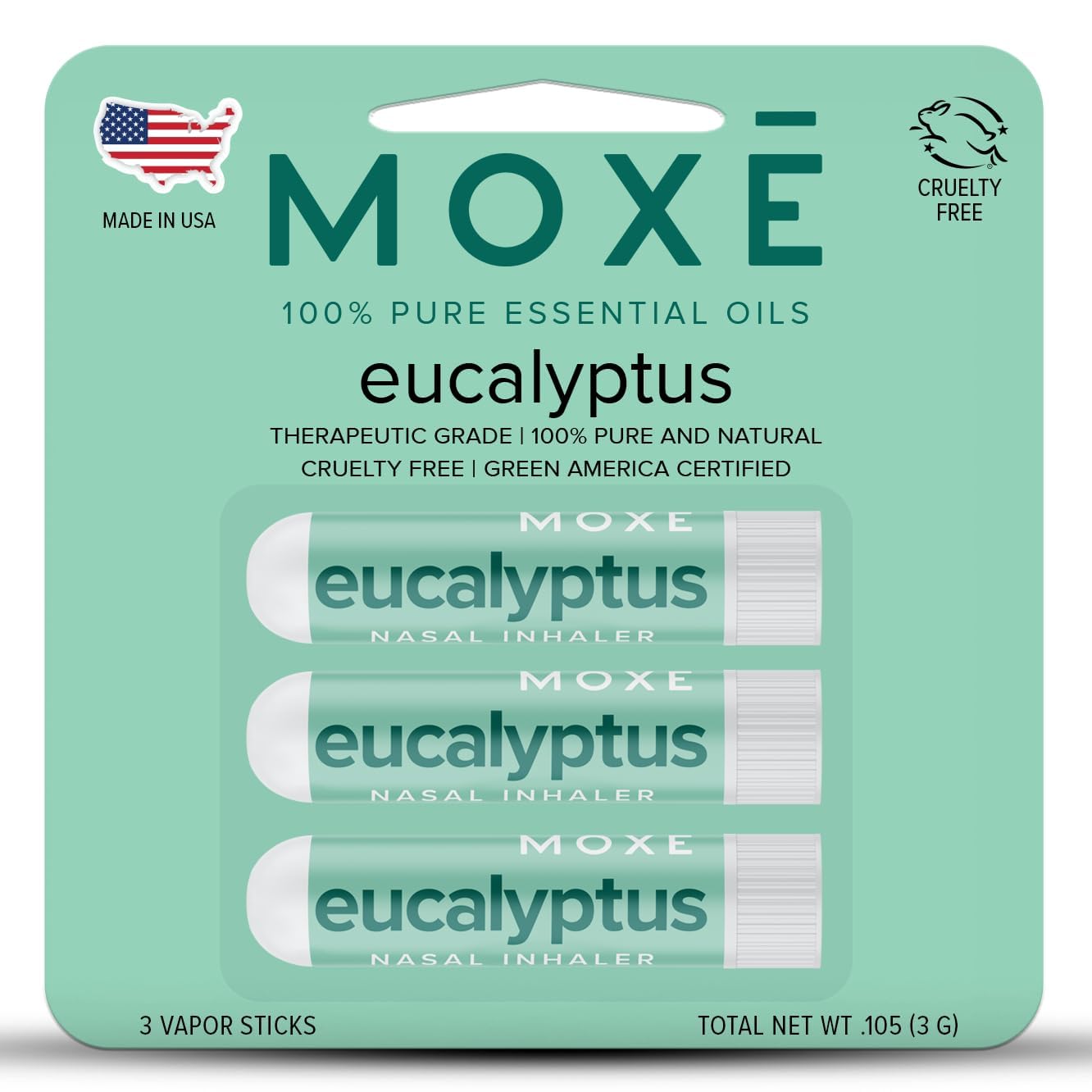 MOXE Lavender Essential Oil Nasal Inhaler, Therapeutic No-Mess Aromatherapy, Relaxation, Naturally Calming, Before Sleep Routine, Uplifts Mood, Pure and Undiluted, Made in USA (1 Pack)