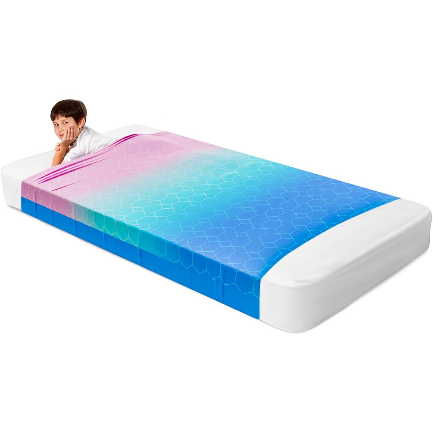 Deep Pressure Sensory Bed Sheet – Twin Sensory Compression Sheet Breathable Sleep Pod Blanket for Better Sleep Support – Calming Compression Blankets for Kids and Adults Blue Petal