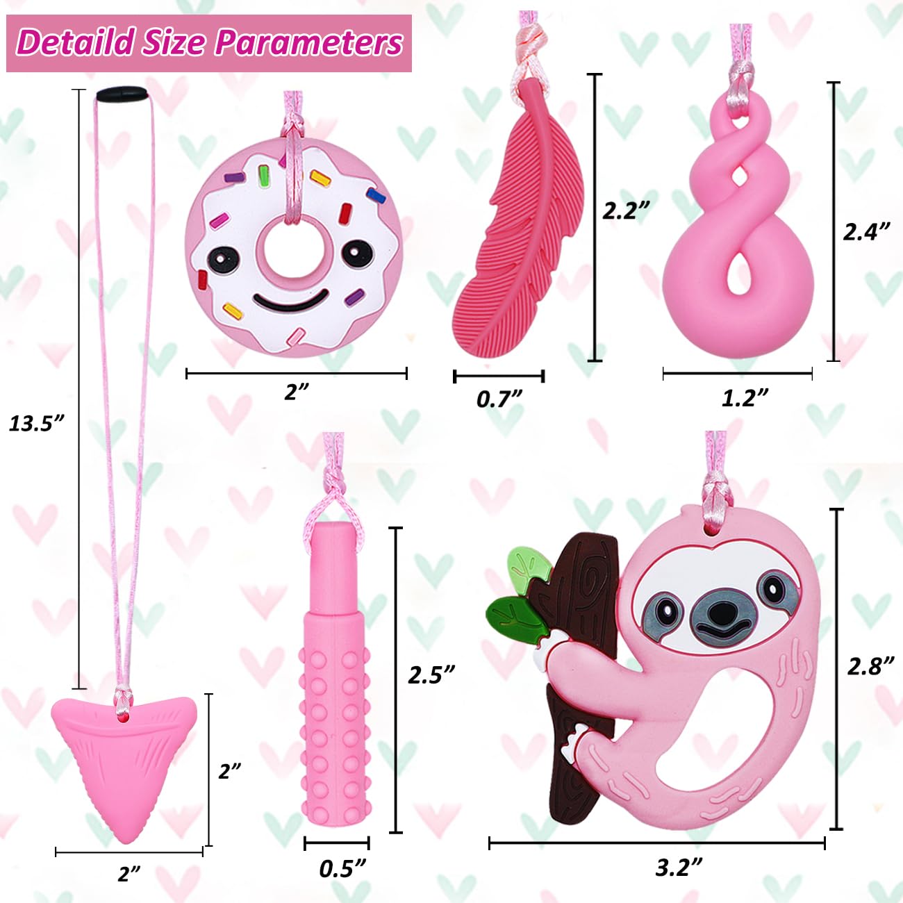 Chew Necklaces for Sensory Kids Boys Girls, Chewy Necklace Sensory Toys for Kids with Autism 6 Pack, Silicone Oral Motor Aids Chew Toys for Children Adults Reduce Fidgeting