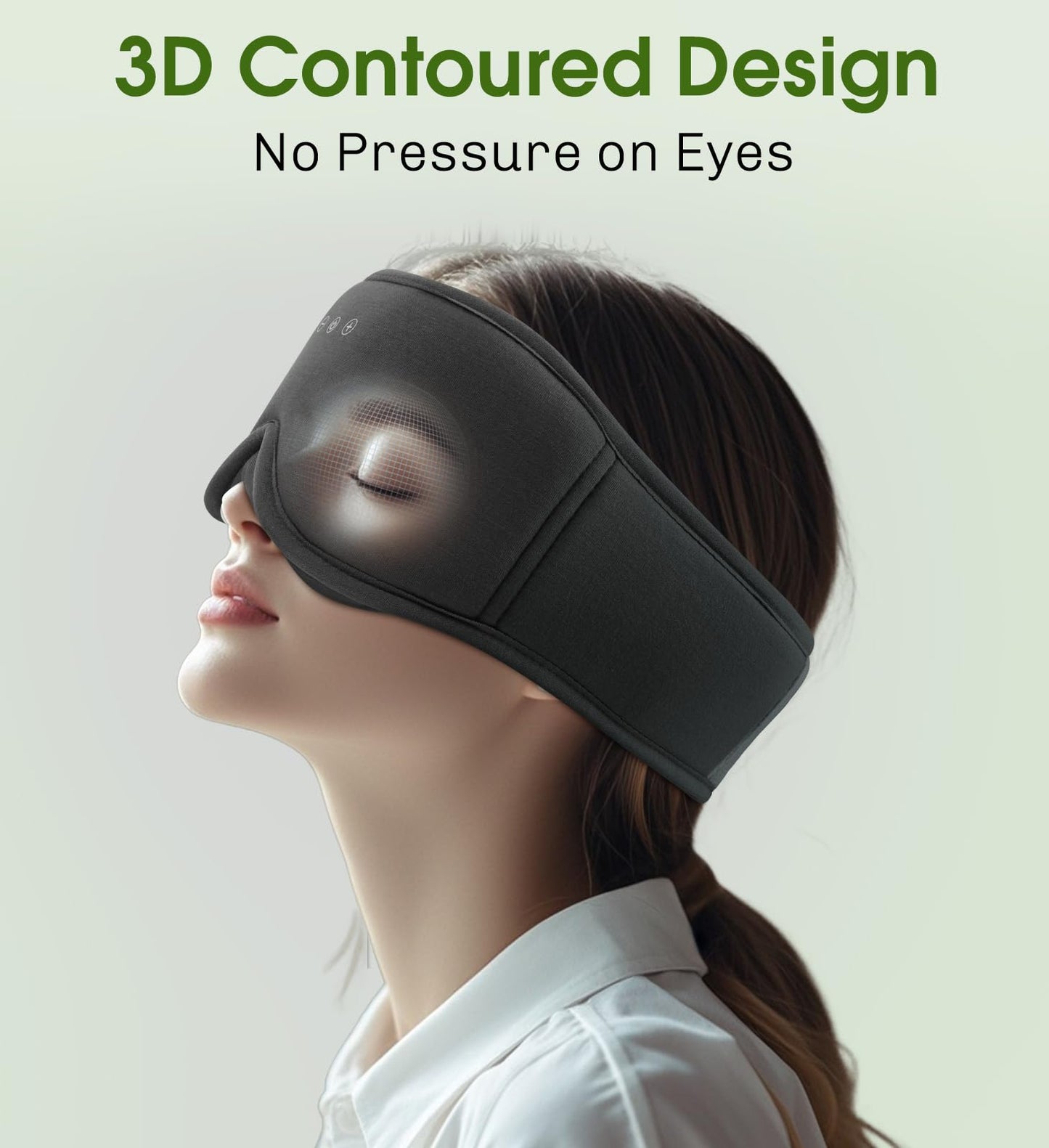 Bamboo Cotton Large Sleep Mask with Bluetooth Wireless Headphones - Blackout Eye Mask for Sleeping 3D Contoured Sleep Eye Cover Headband Ear Plugs Low Noise Hook for Men Women Better Experience (Grey)