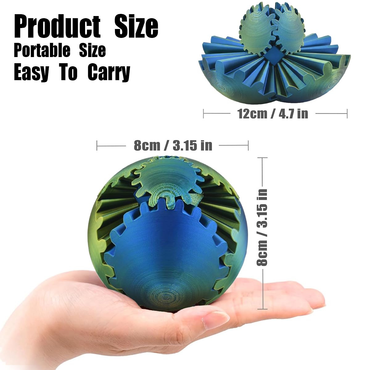 Gear Sphere, 3D Printed Gearsphere - The Steampunk Whirling Wonder Fidget Gear Ball, Gearsphere Cube Fidget Toy for Office and Home, Stress Relief Cool Stuff Toys Gift for 3+ Kids Adult (Purple)