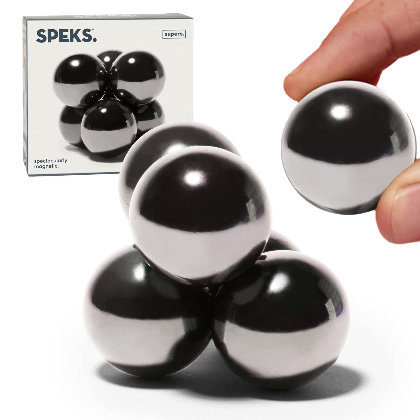 Speks Supers Magnetic Balls Fidget Toy for Adults and Teens 14+ | Stress Relief, Desk Toy | Stocking Stuffers & Office Holiday Gifts | Oil Slick 6 Pack
