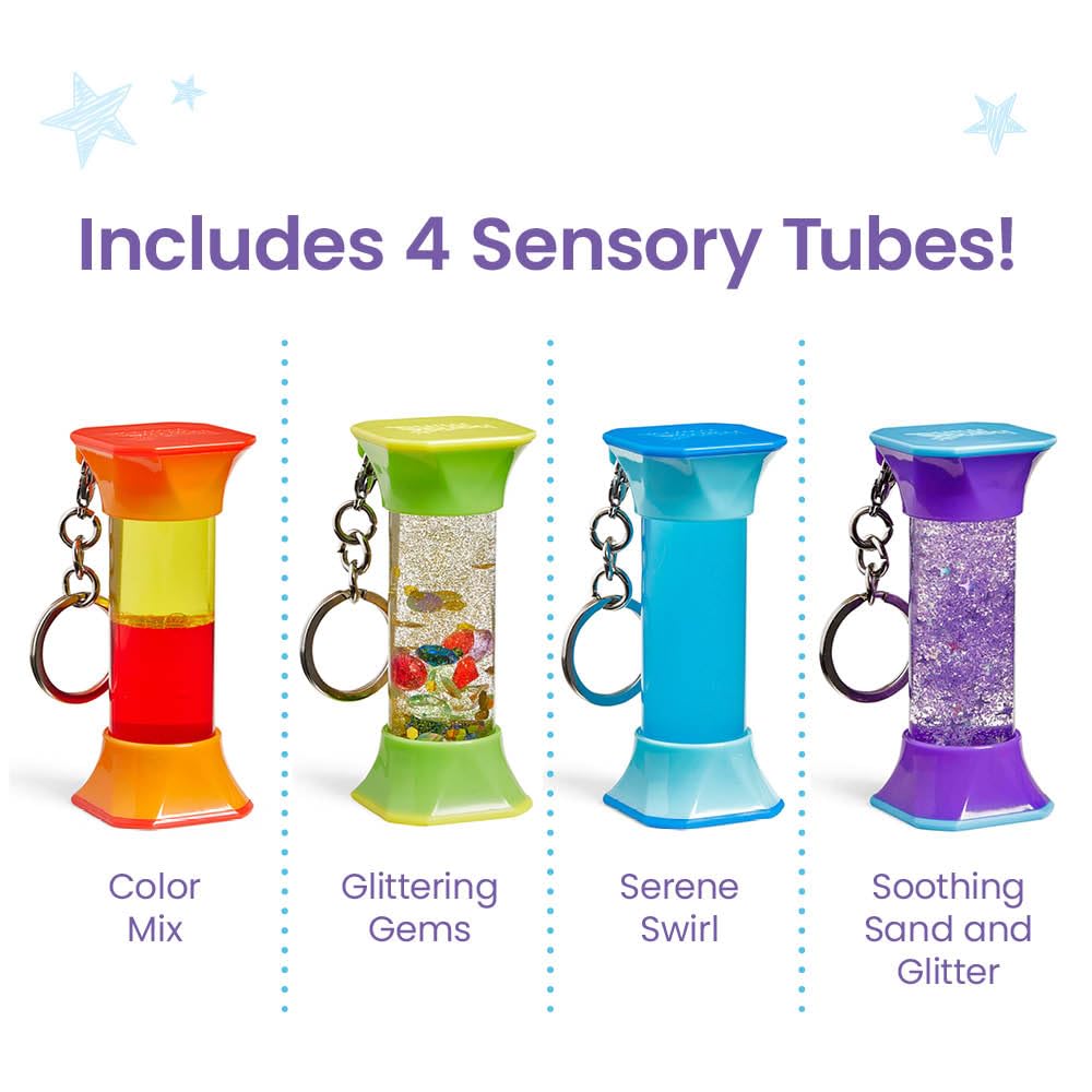 hand2mind Sensory Fidget Tubes, Sensory Toys, Travel Toys, Quiet Fidgets for Classroom, Calm Down Corner Supplies, Anxiety Relief Items for Kids, Toddler Stocking Stuffers, for Kids