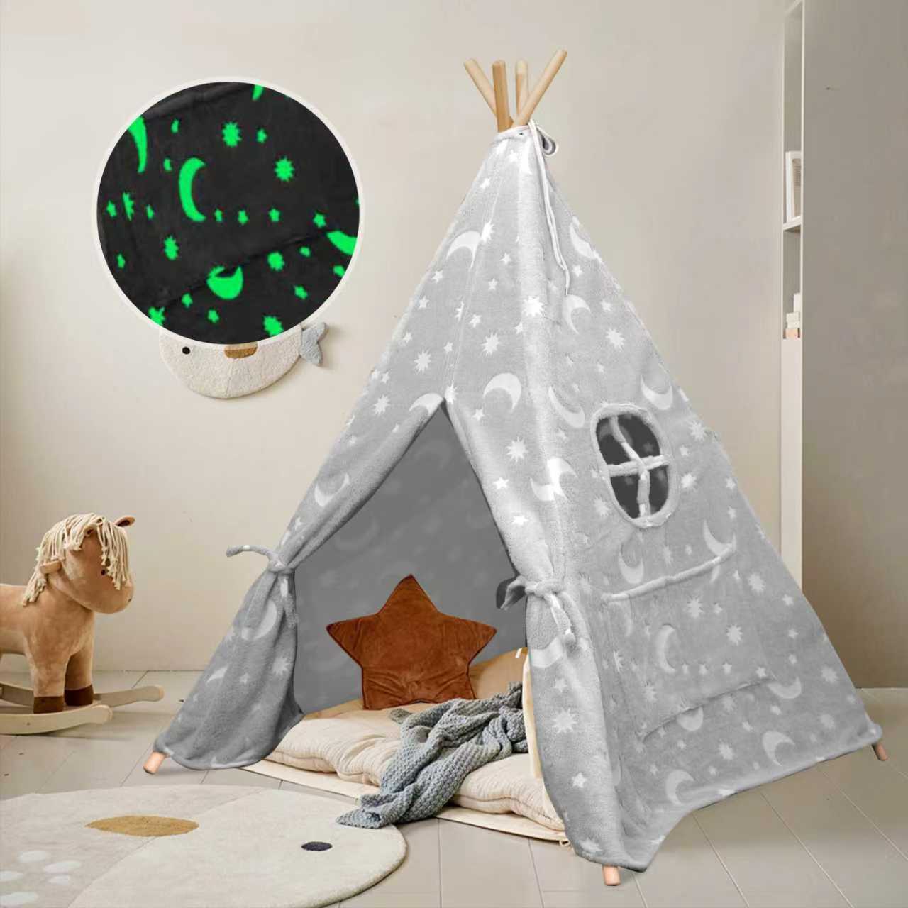 Teepee Tent for Kids,Portable Kids Play Tents,Indoor Glow Play Tent