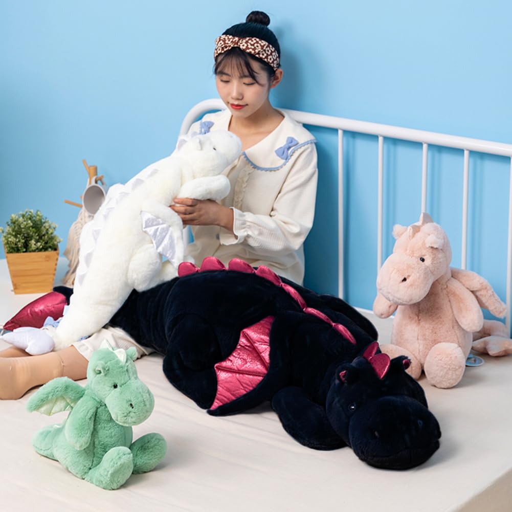 Weighted Dragon Stuffed Animal 43.3" 6.1Lbs, Large Black Weighted Plush Dragon Toy for Kids and Adults(2025 Weighted Version)