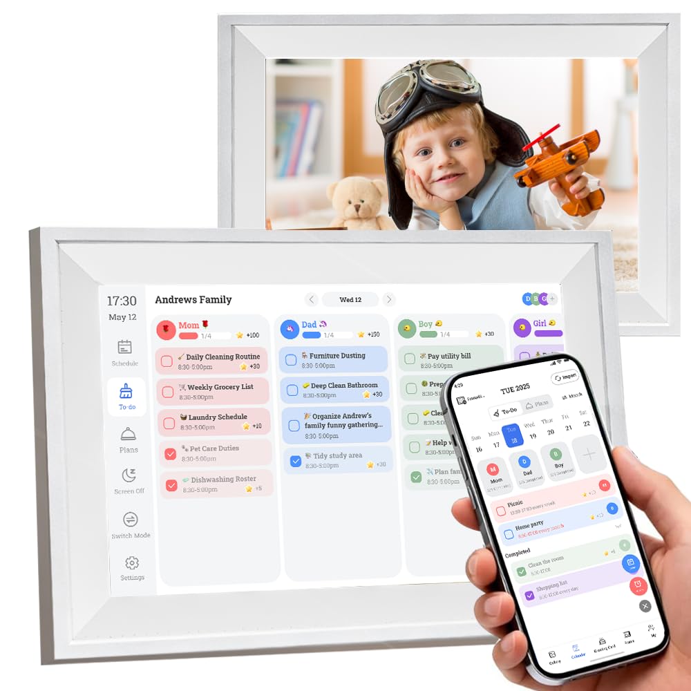 10.1" Smart Chore Chart & Visual Schedule for Kids - Digital Daily Routine Board, Neurodivergent Friendly Gamified Planner display, App Syncs w/ Google Calendar, No Subscription (Classic Routine Edition)