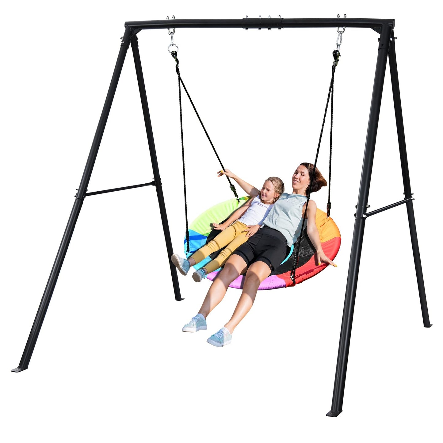 Trekassy Saucer Swing with Frame for Kids Outdoor, 440lbs Swing Set with Heavy Duty Metal Stand for Backyard, Outdoor Kids Play Equipment (Patented)