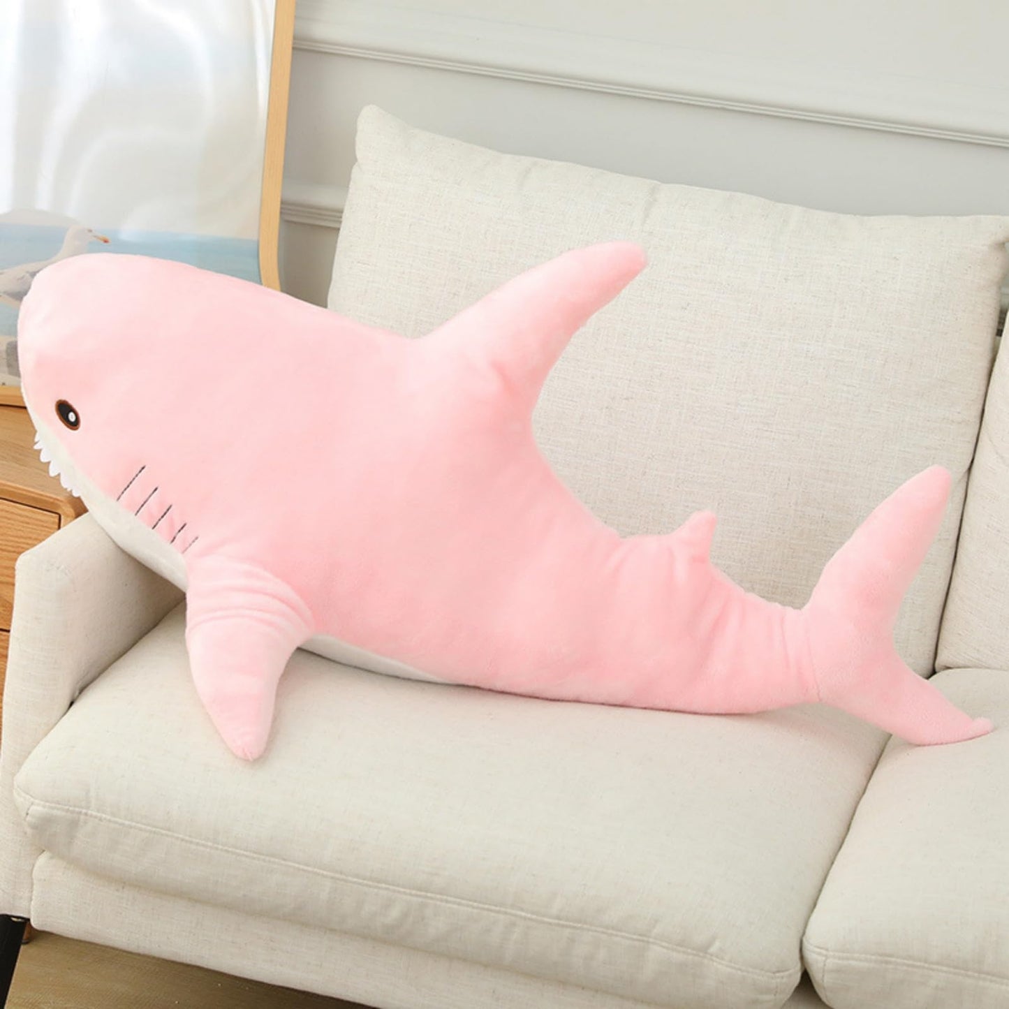 39.4 Inch XXL 15% Chubbier Weighted Giant Shark Stuffed Animal,Soft Chonky Shark Toys Shark Plush Pillows Stuffed Shark for Brave Boy's and Girl's Room Décor,Perfect Stress Relief for Women