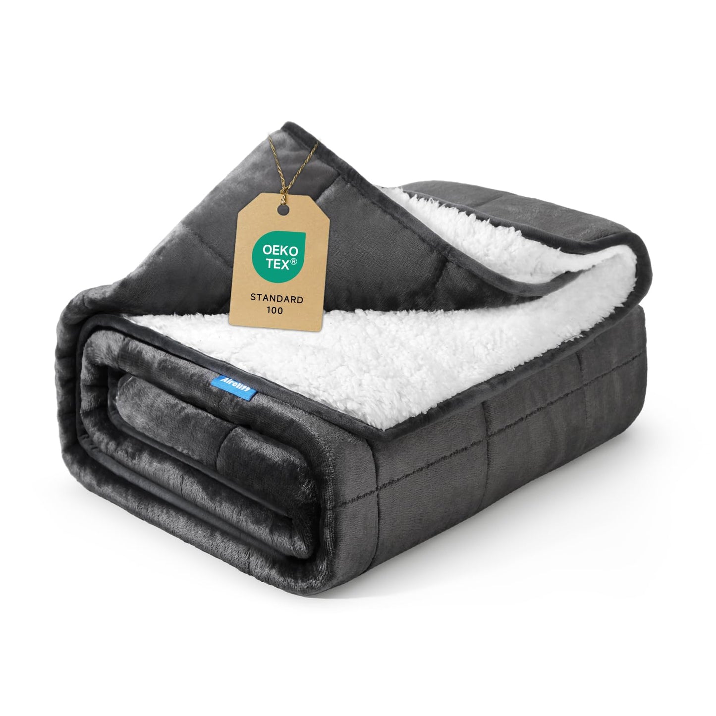 Weighted Blanket 15 lbs 60x80 inches, Sherpa Fleece Throw Blanket for Adult, Fuzzy Fluffy Soft Cozy Heavy Blanket for Couch Sofa, Plush Thick and Warm Winter Blanket Queen Size Bed