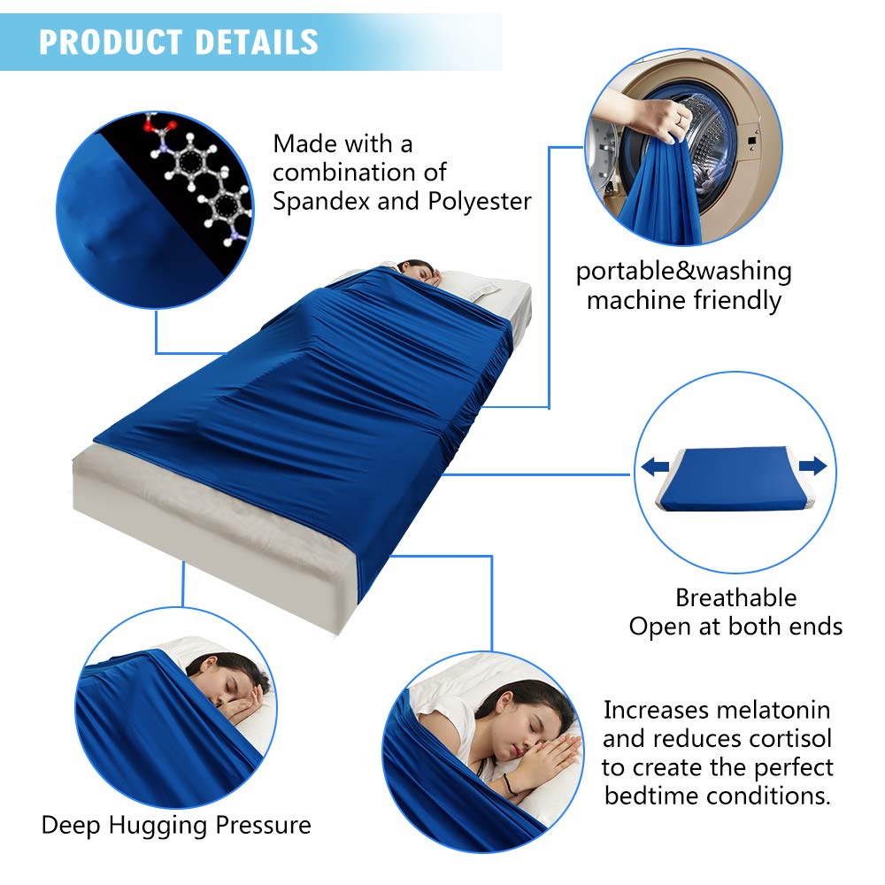 TOPARCHERY Sensory Compression Blanket Sensory Bed Sheet - Help Settle Down at Nighttime - Increase Calm and Comfort (Full,Pink)