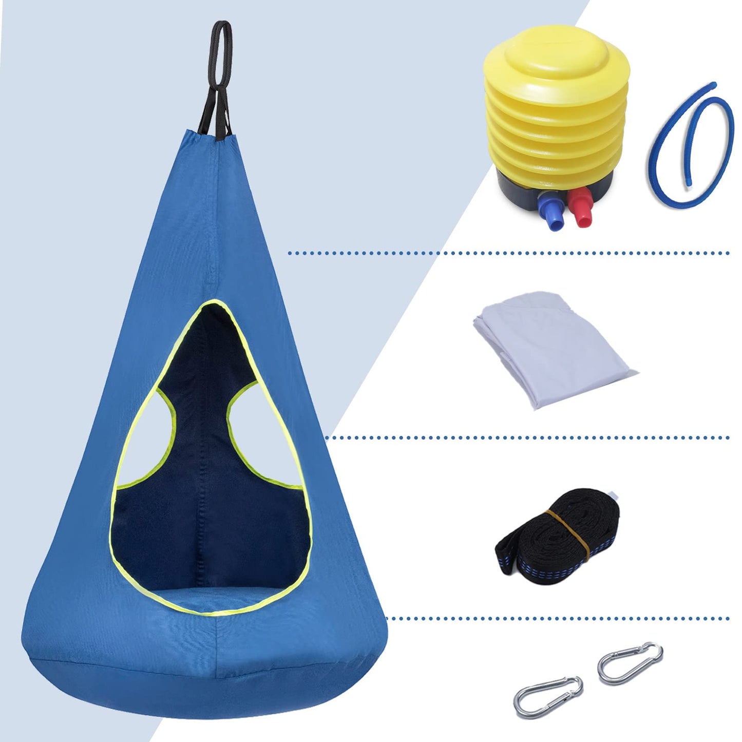 Kids Nest Swing Chair, Hanging Hammock Chair Nest Hammock Swing Chair for Outdoor and Indoor(32" D x 52" H),Detachable Play Tent Swing for Child Sensory Swing for Kids Age from 3-12 Years(Blue)