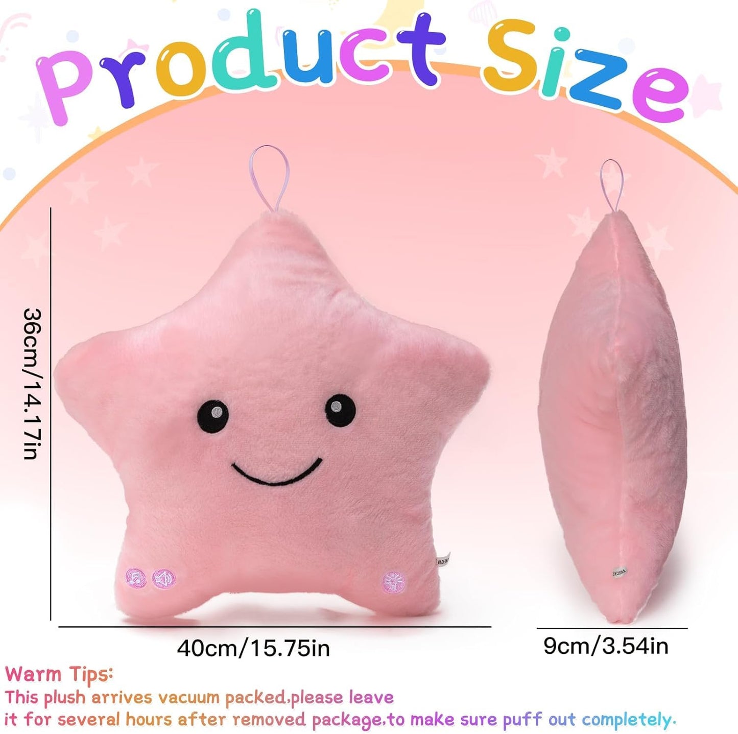 Subao Sensory Toys for Kids with Autism,14" Soft Toddler Pillow With Light &Music,Plush Star Night Light,Light Up Adhd Autism Sensory Products,Birthday Xmas Easter Gifts for Boys 3 4 5 6 7 8 9 10 Blue