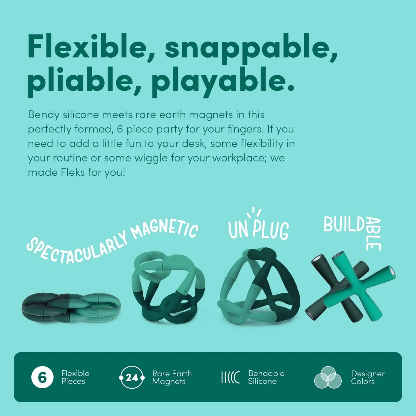 Speks Helix Magnetic Fidget Toy | Stress Relief Desk Toy for Adults & Teens 14+ | Sensory Toy | Office Gifts | Fleks & Helix Bundle