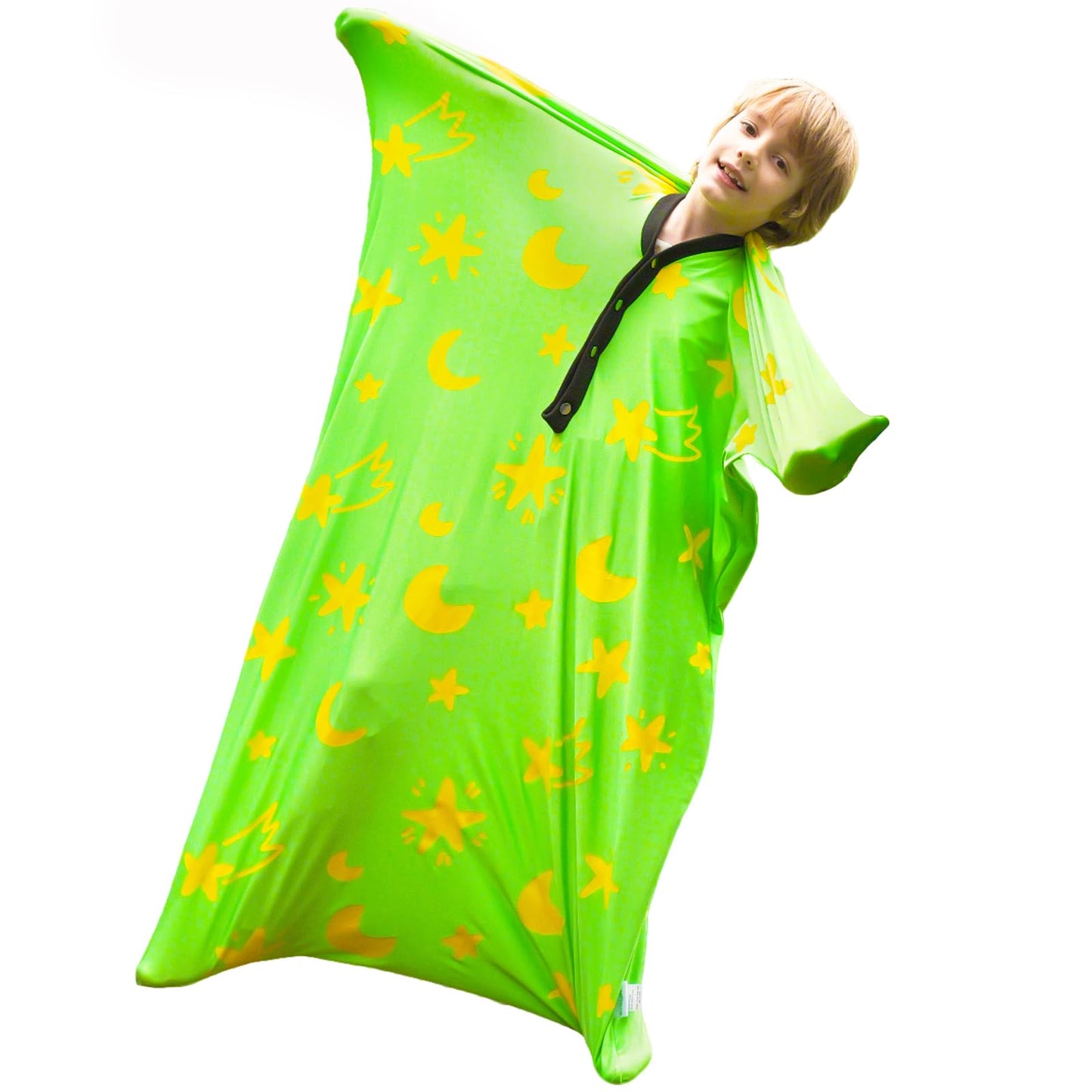 Sensory Body Sock, 47" x 27" Sensory Sack Premium Sensory Sock Glow in The Dark for 6-9 Autistic Children, Good for Height: 41"-51" Medium, Green