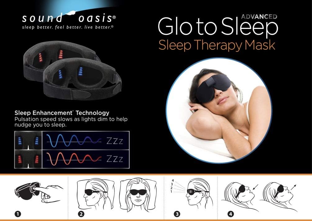 Advanced Glo to Sleep Eye Mask, Nighttime Adult Sleep Aid for Men & Women, Deep REM Sleep, Relaxation, Red & Blue Lighting, Patented Sleep Enhancement Technology Helps You Fall Asleep Quickly.