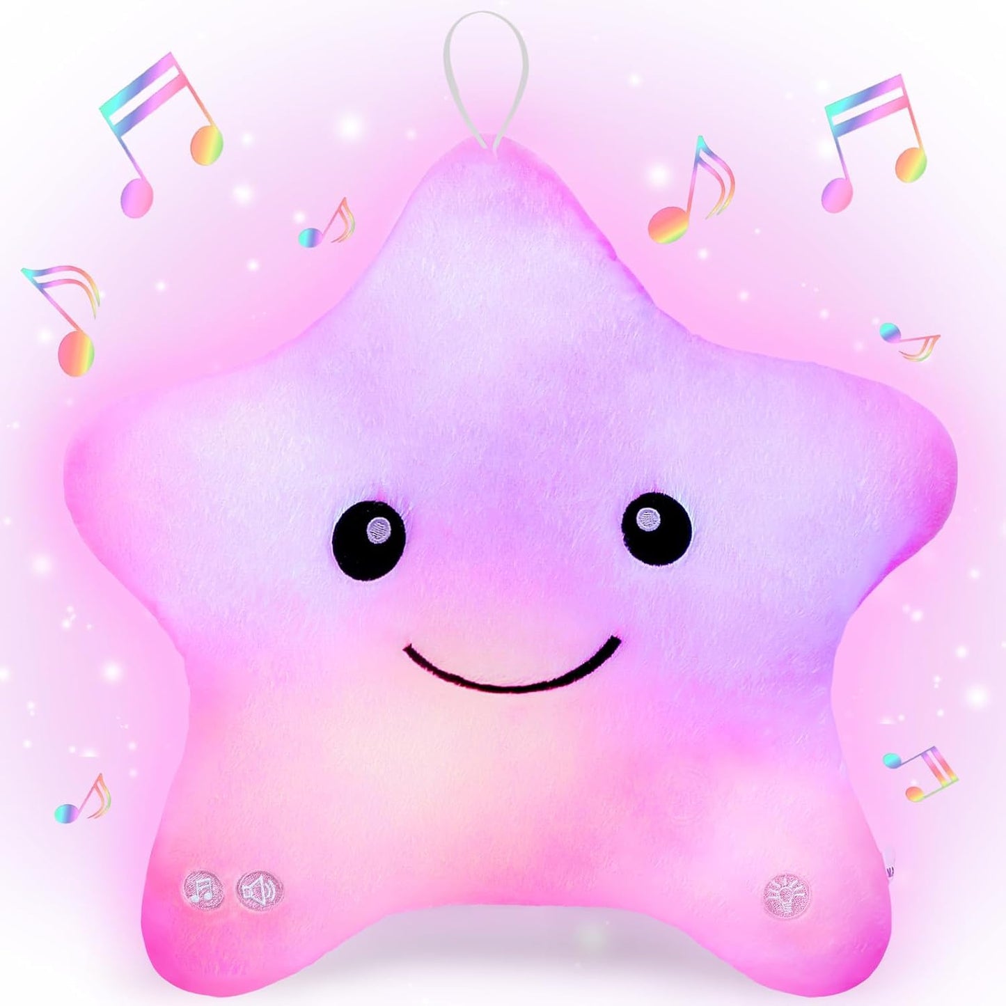 Subao Sensory Toys for Kids with Autism,14" Soft Toddler Pillow With Light &Music,Plush Star Night Light,Light Up Adhd Autism Sensory Products,Birthday Xmas Easter Gifts for Boys 3 4 5 6 7 8 9 10 Blue