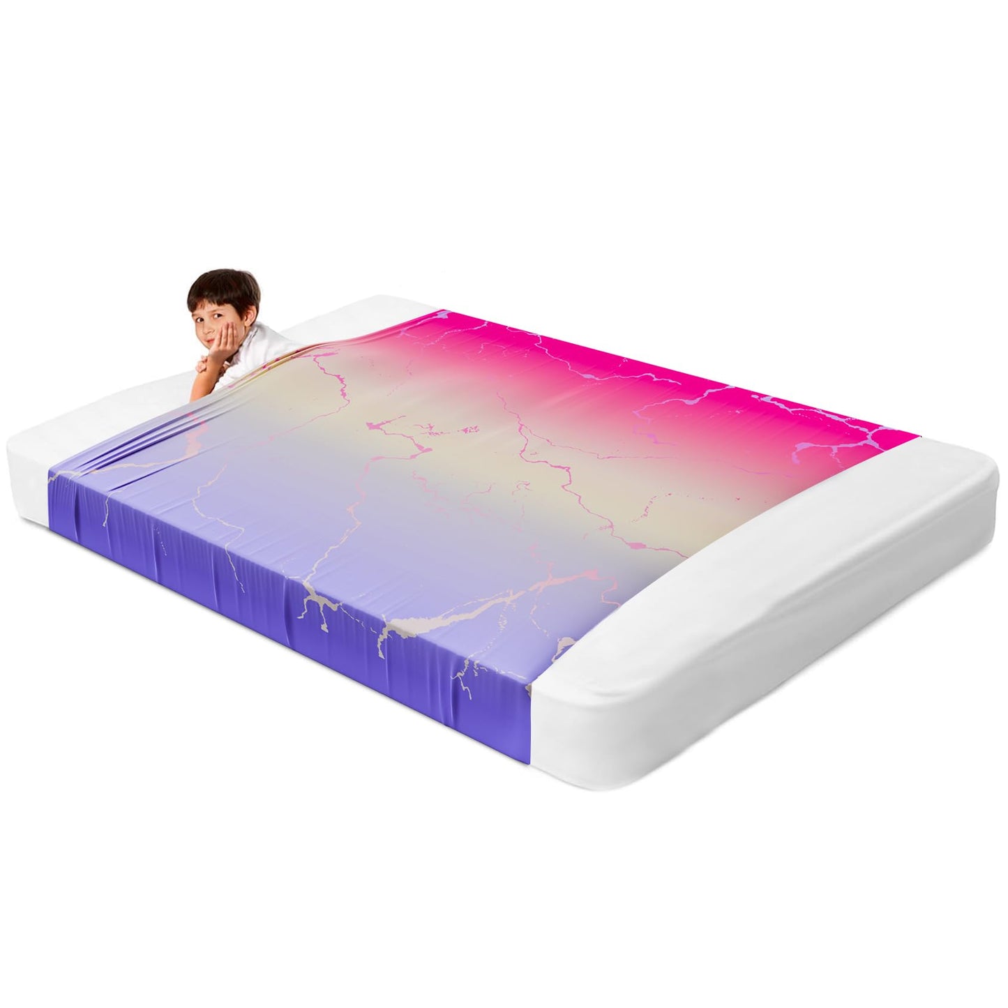 Deep Pressure Sensory Bed Sheet – Twin Sensory Compression Sheet Breathable Sleep Pod Blanket for Better Sleep Support – Calming Compression Blankets for Kids and Adults Blue Petal