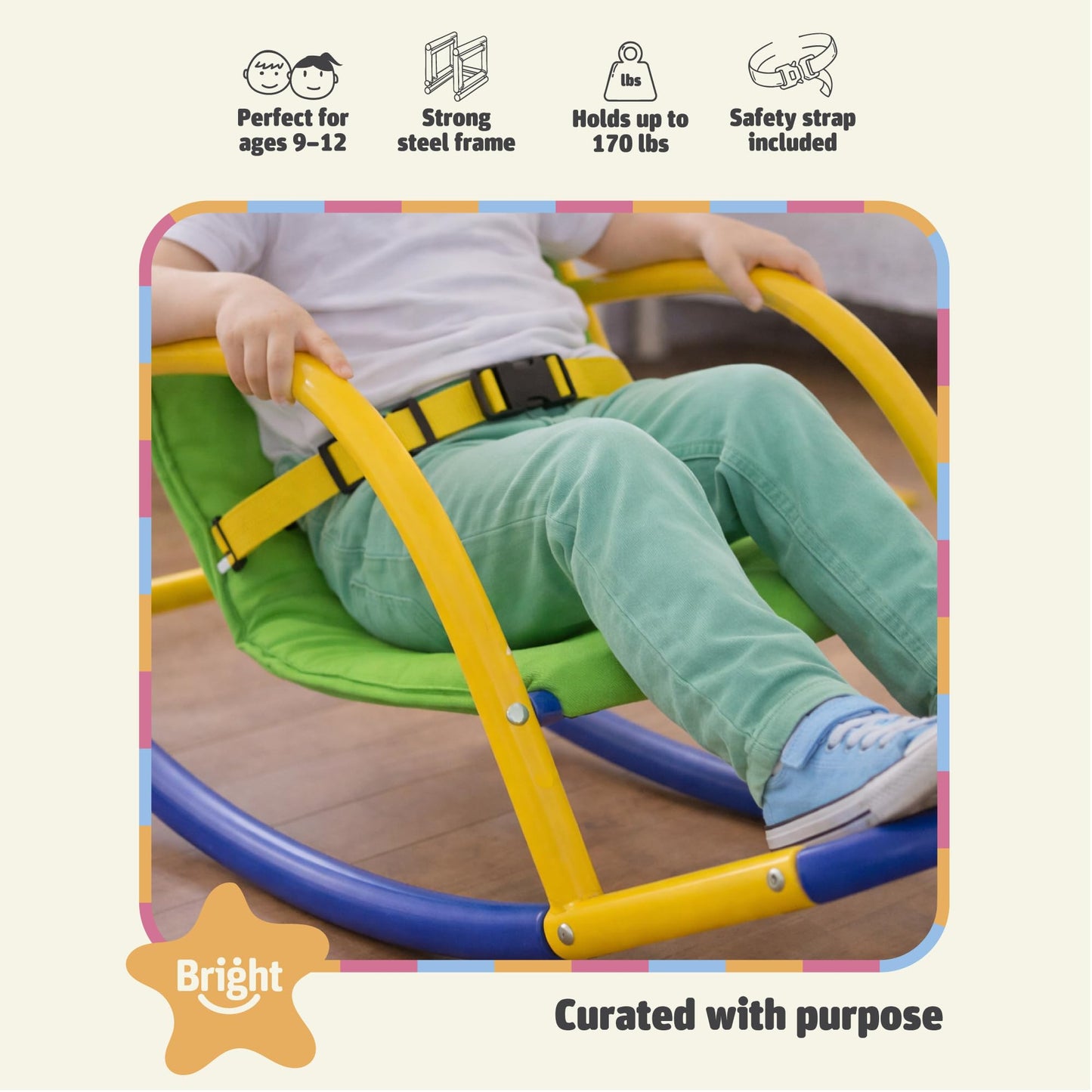 Bright Autism Sensory Rocking Chair for Kids (3–8 Years) – Indoor & Outdoor Kids Little Rocking Chair for Autism & ADHD | Unlocks Focus, Balance & Creativity | Bedroom, Playroom & Classroom