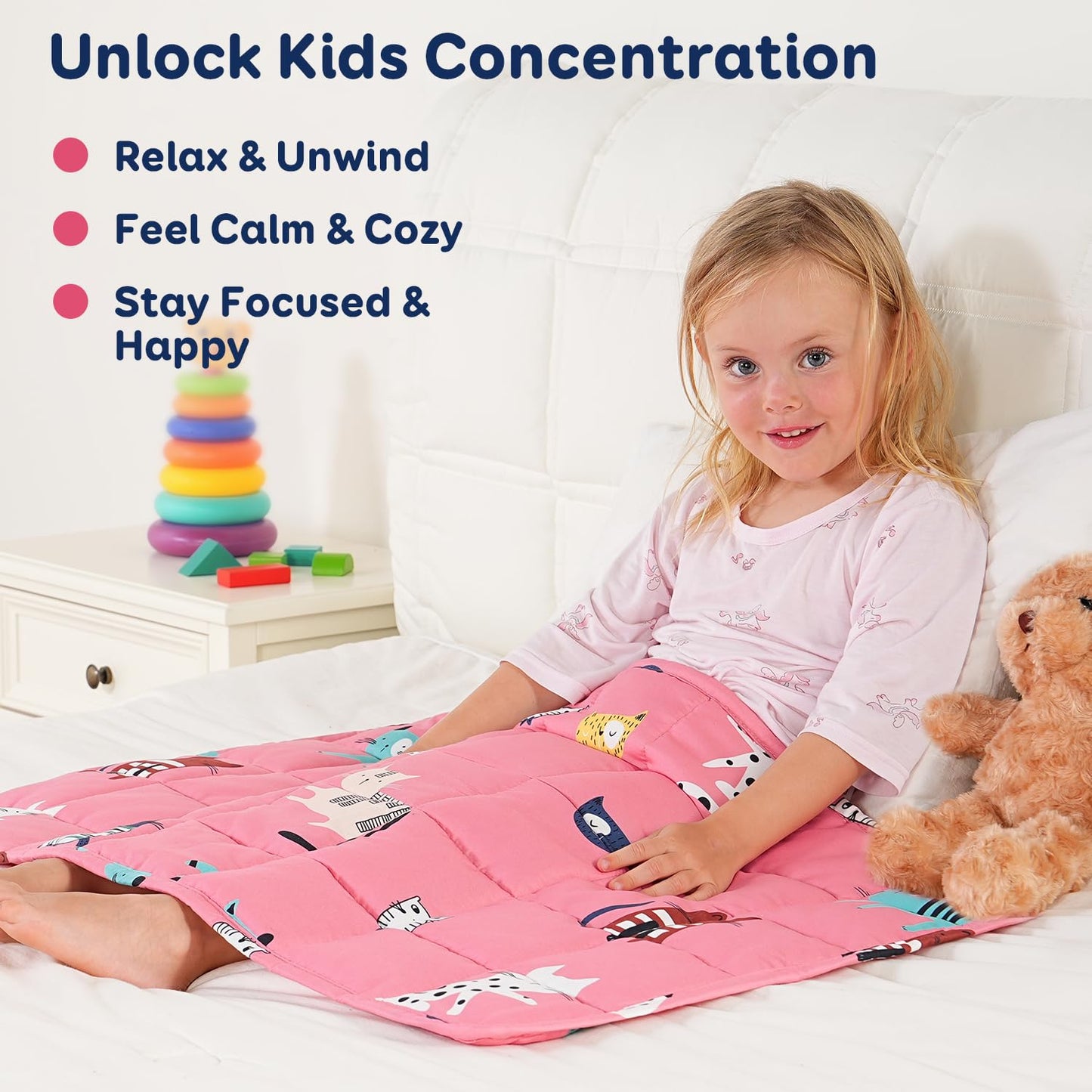 Kivik Weighted Blanket 3lbs, Blue Dinosaur Weighted Blankets, Cute Small Weighted Blankets 3 Pounds, Washable Soft Heavy Blanket Throw for All-Season, 36x48 Inches Blue