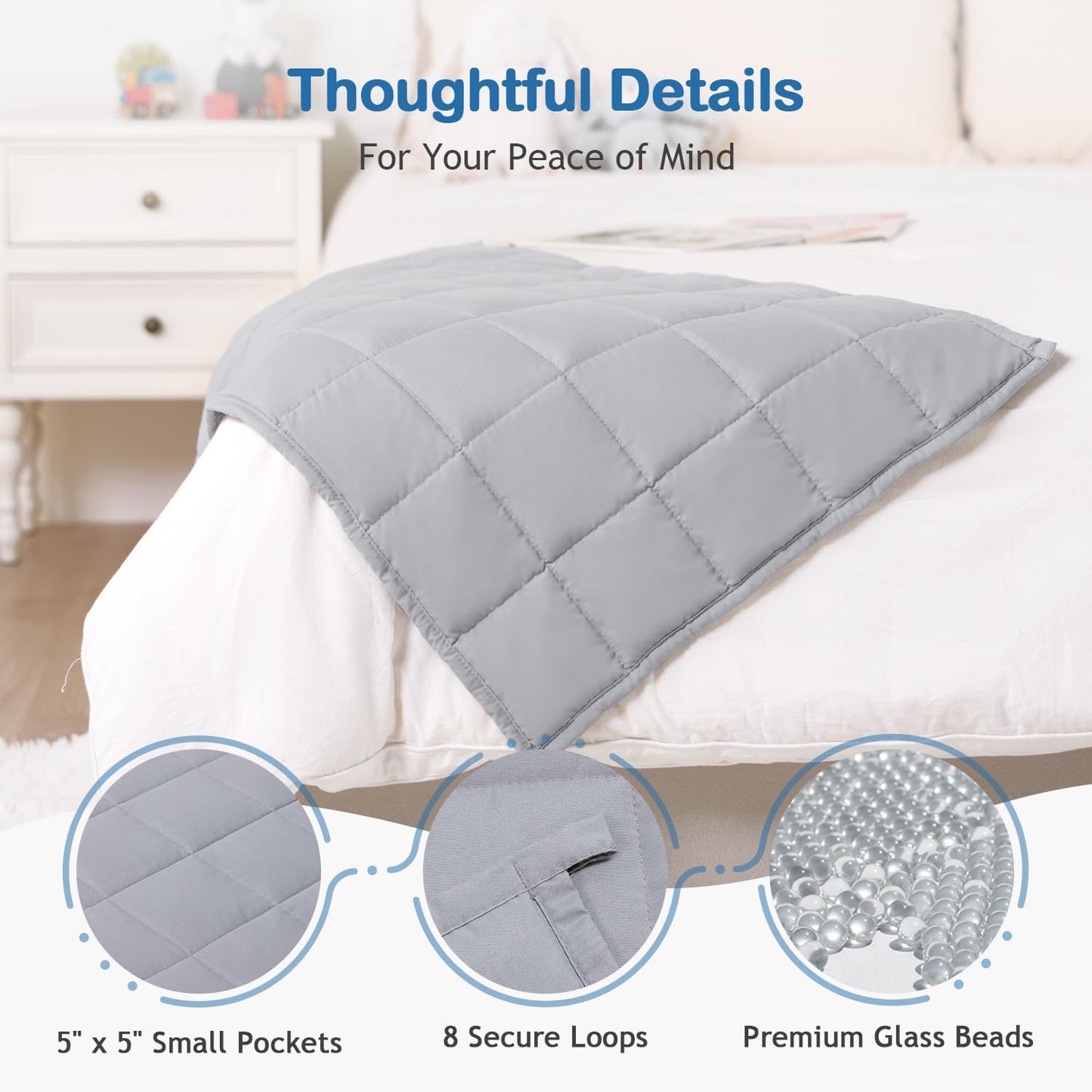 Kivik Weighted Blanket 3lbs, Blue Dinosaur Weighted Blankets, Cute Small Weighted Blankets 3 Pounds, Washable Soft Heavy Blanket Throw for All-Season, 36x48 Inches Blue