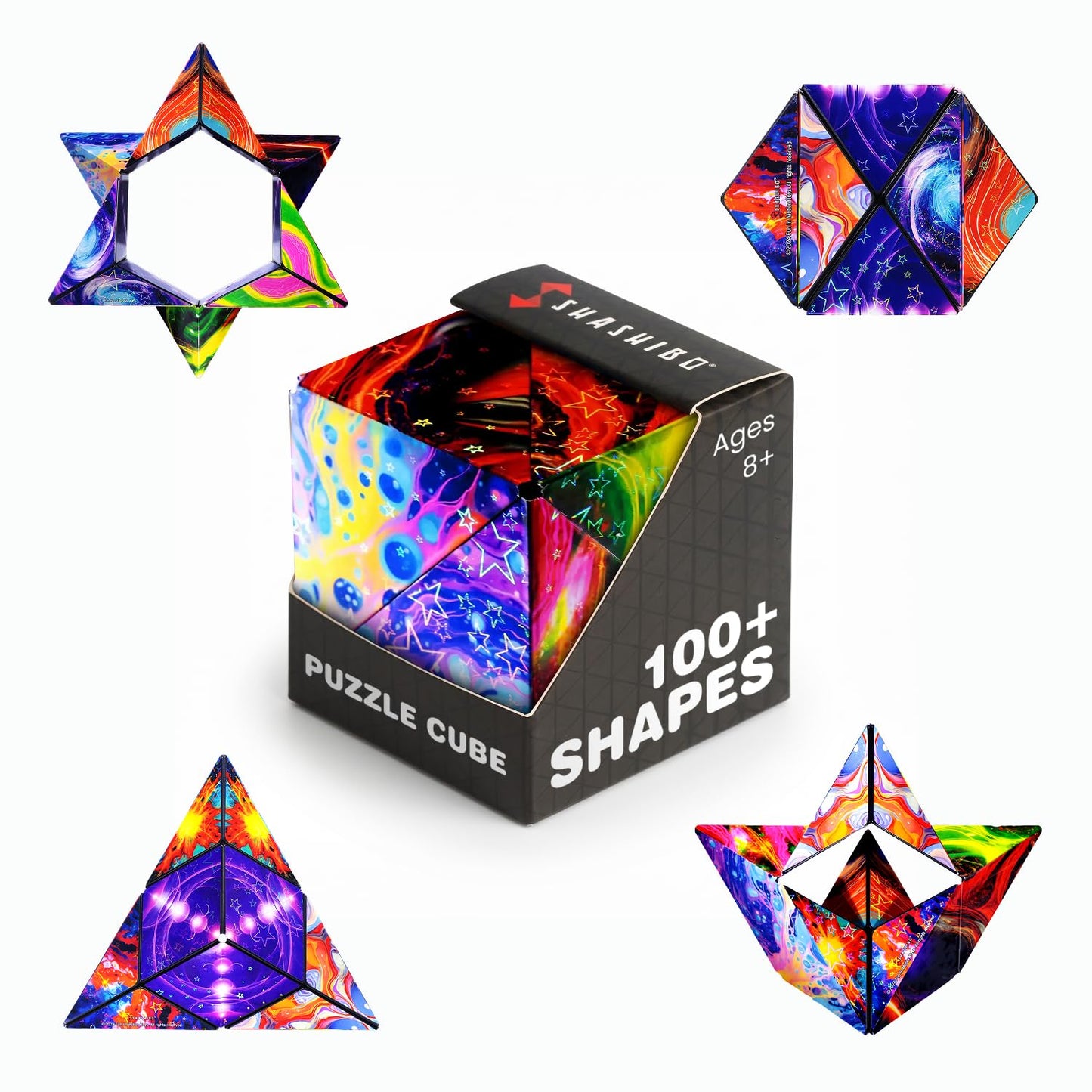 Shashibo Sensory Fidget Toy for Adults & Kids, Stress Relief Fidget Toy for Adults, Teens & Kids, Cool Fidget Toys for Desk, Classroom Must Have, Sensory Shape Shifting Cube, 100+ Possible Shapes