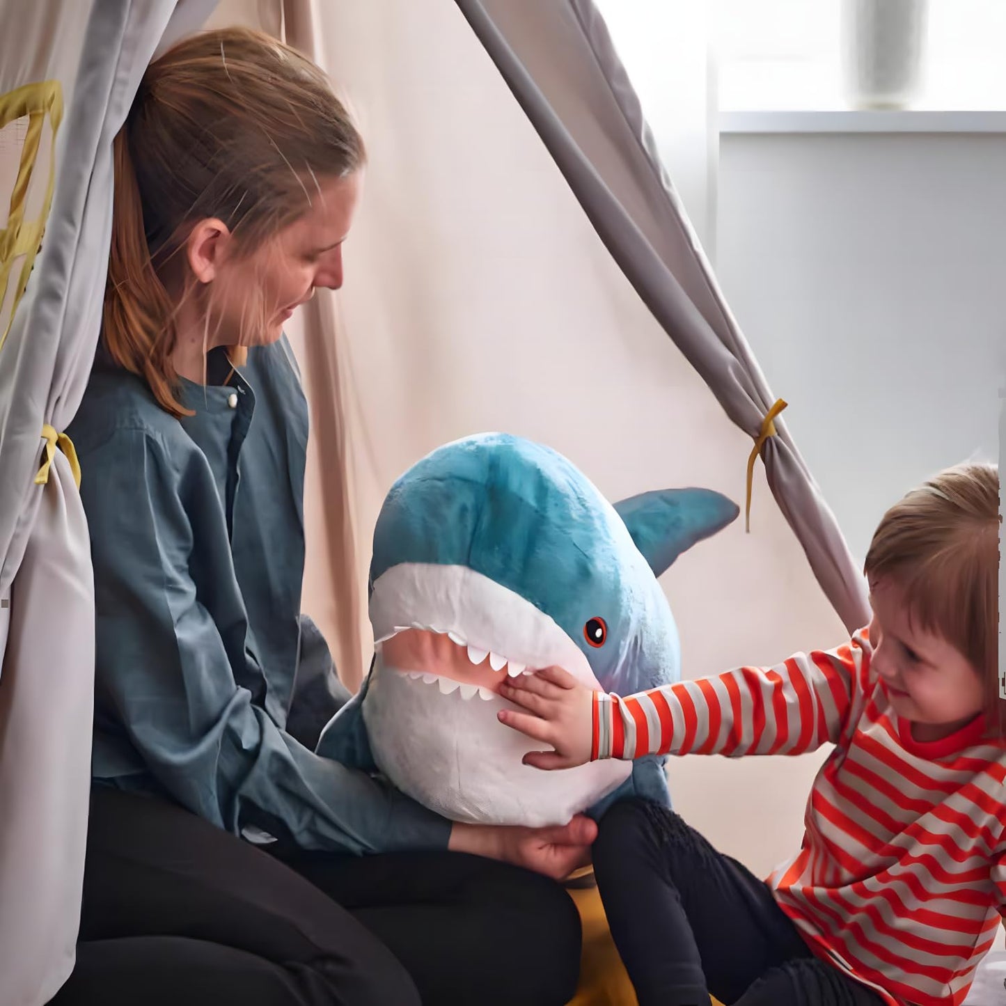 39.4 Inch XXL 15% Chubbier Weighted Giant Shark Stuffed Animal,Soft Chonky Shark Toys Shark Plush Pillows Stuffed Shark for Brave Boy's and Girl's Room Décor,Perfect Stress Relief for Women
