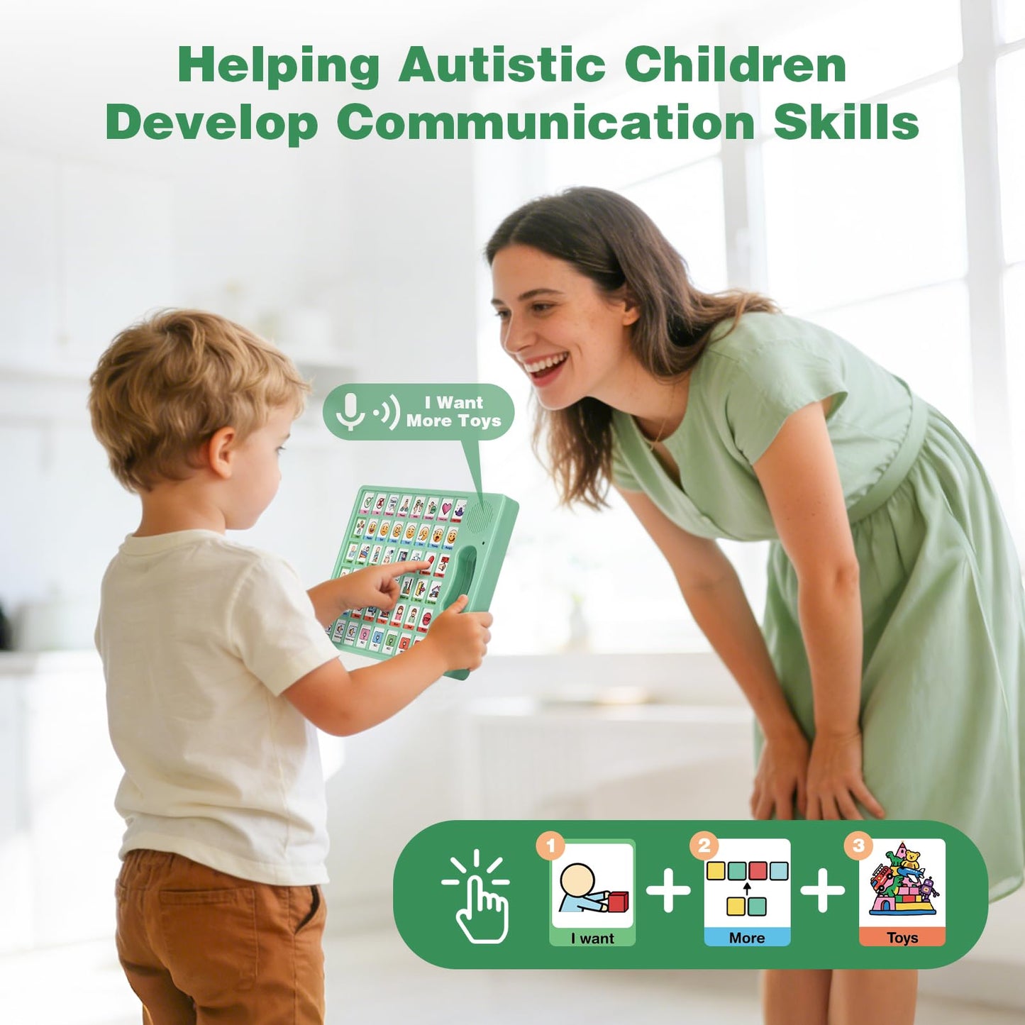Joyreal AAC Device for Autism, Non Verbal Communication Tools for Speech Therapy & Stroke Rehab. Communication Tablet, Autism Talking Aids with 8 Programmable Buttons & Adjustable Volume