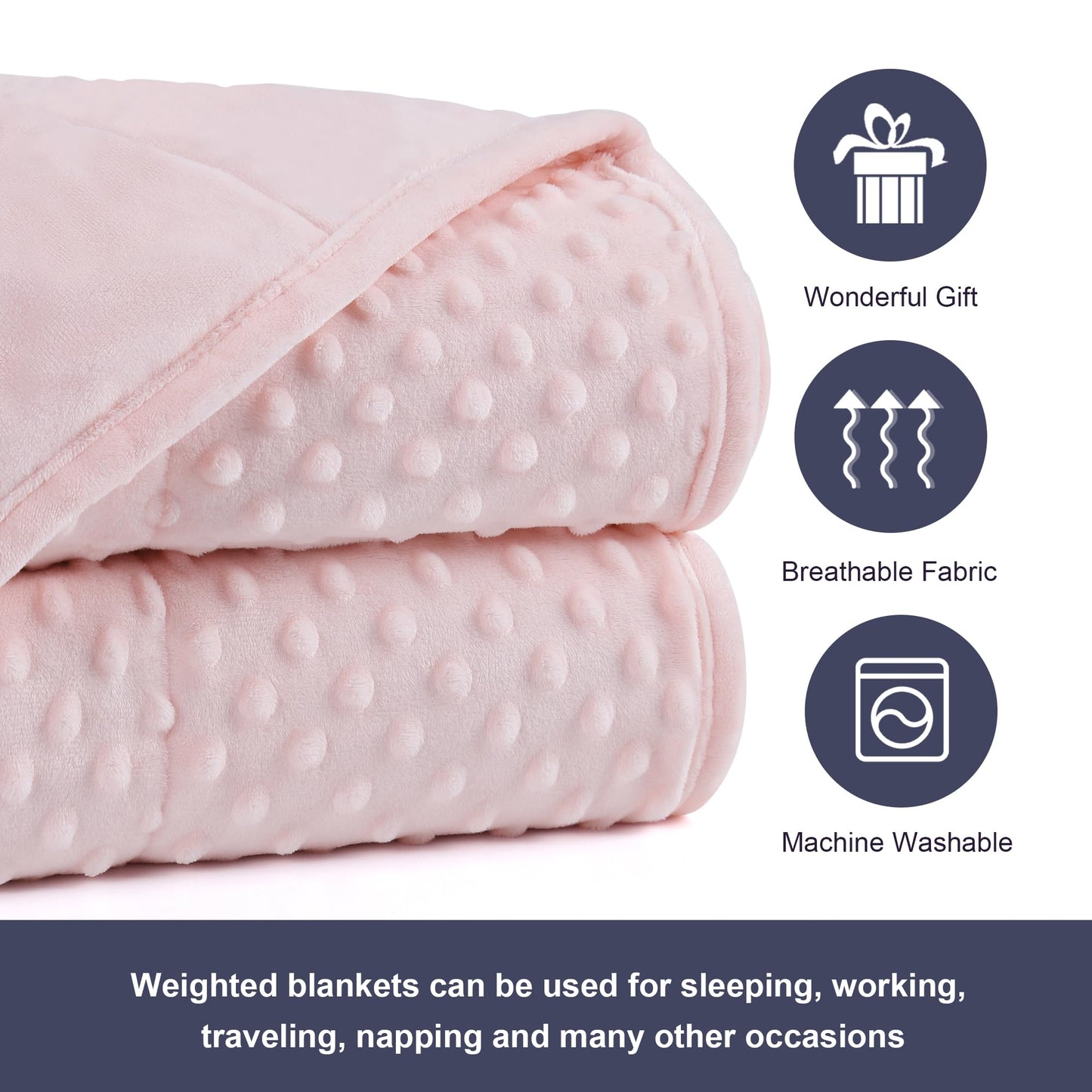Alomidds Weighted Blanket, Luxury Velvet Weighted Blankets for Kids,Warm and Breathable Soft and Comfort Minky, Cute Heavy Blanket with Premium Glass Beads (41"x60" 7LBS, Purple)