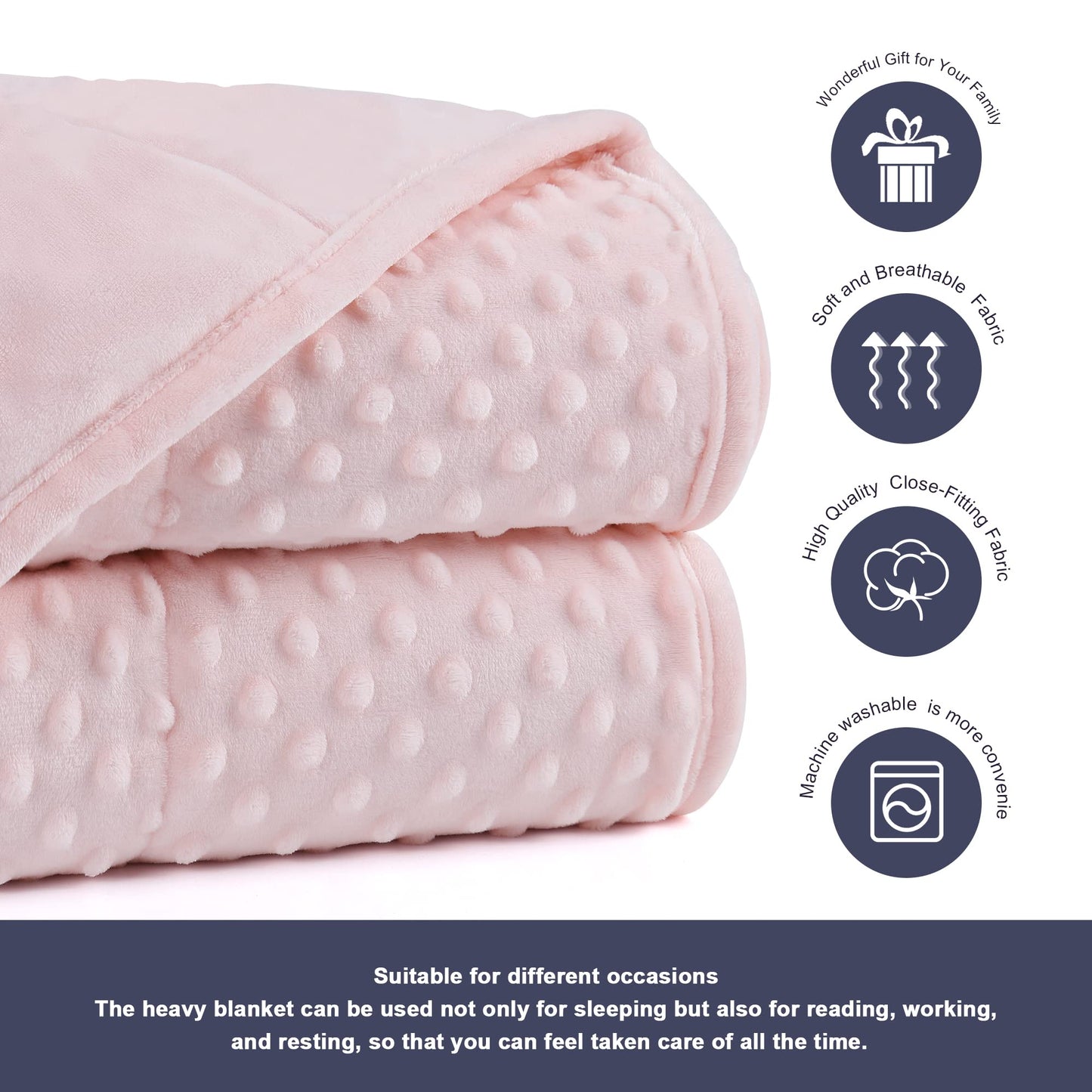 Alomidds Weighted Blanket, Luxury Velvet Weighted Blankets for Kids,Warm and Breathable Soft and Comfort Minky, Cute Heavy Blanket with Premium Glass Beads (41"x60" 7LBS, Purple)