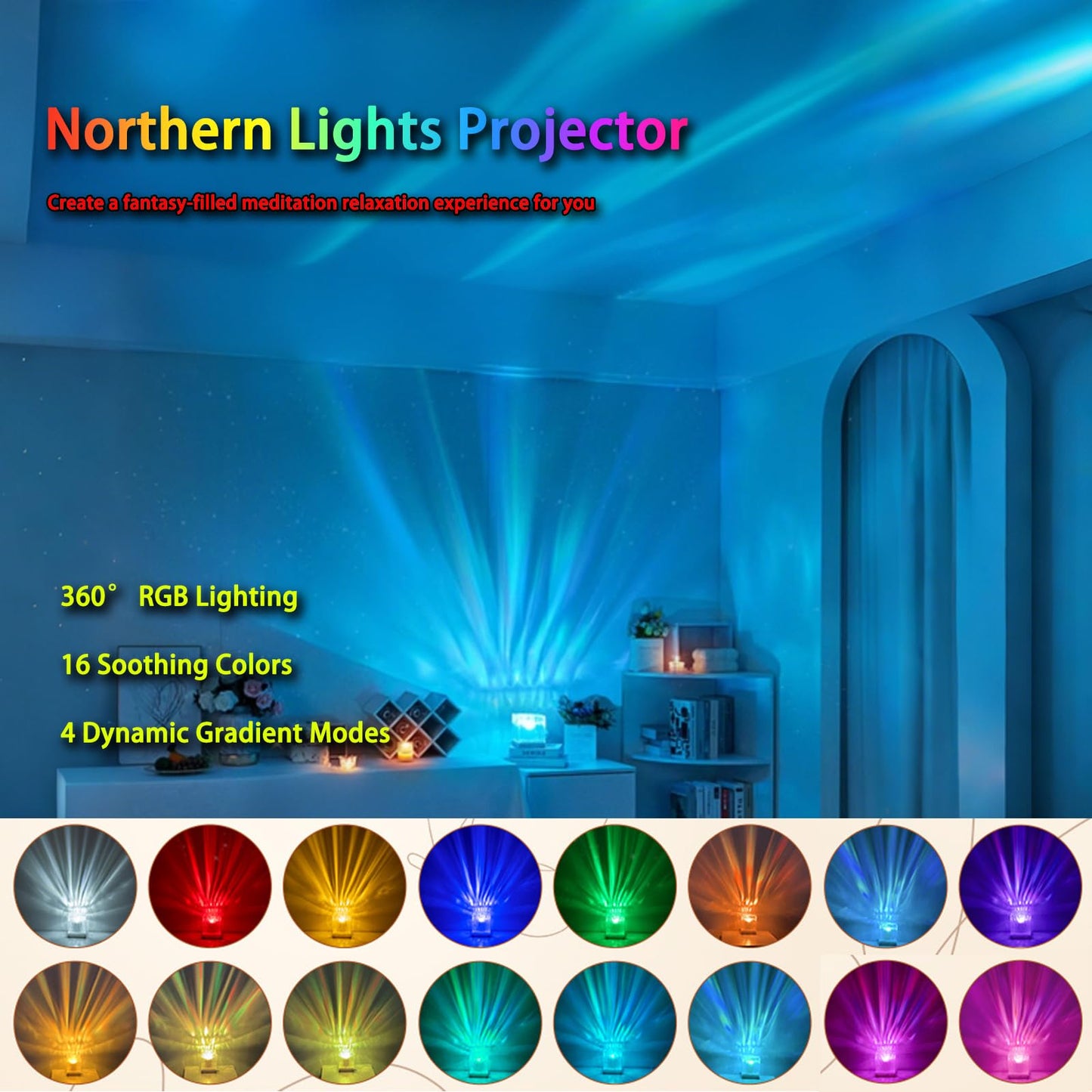Ocean Wave Projector Light, 16-Color LED Shower Lamp with Remote, 3D Water Ripple Projection, Romantic Ambient Lighting for Kids Room, Relaxation, Bedroom, Bathroom & Night Light