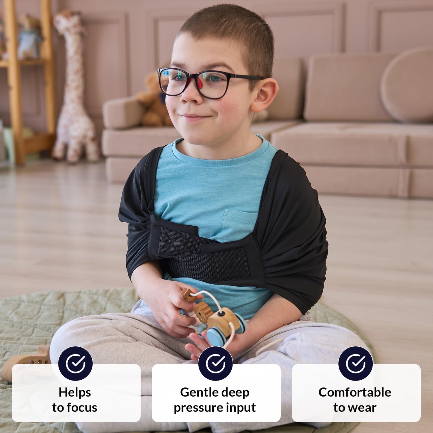 Toddler Compression Shirt for Kids | Sensory Compression Top for Autism, ADHD & Anxiety | Boys & Girls | Deep Pressure Clothing for Kids Sensory | Adjustable Calming Vest Sleeve