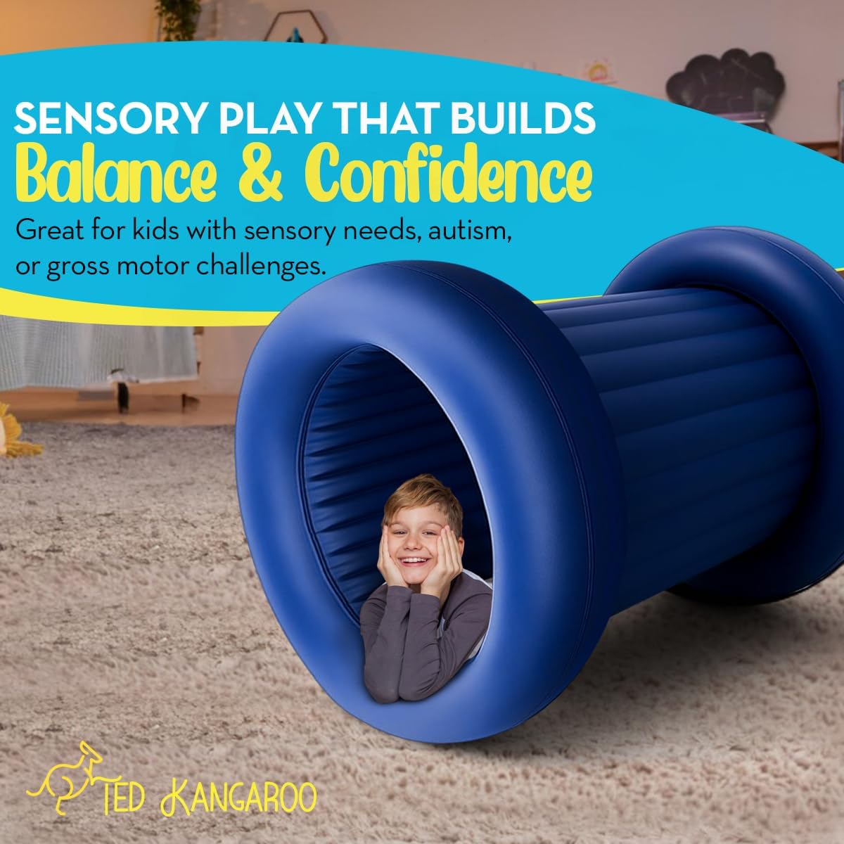 TED KANGAROO Cloudbounce Barrel Roll Sensory Chair – Calming Vestibular | Deep Pressure | Reinforced 2025 Edition | Durable, Easy to Clean