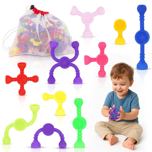 Kids Stem Sensory Building Toys - 50pcs Fine Motor Skills Toys for Toddlers, Educational Toy for Kid Activities, Travel Toy for Airplane, Car, ADHD