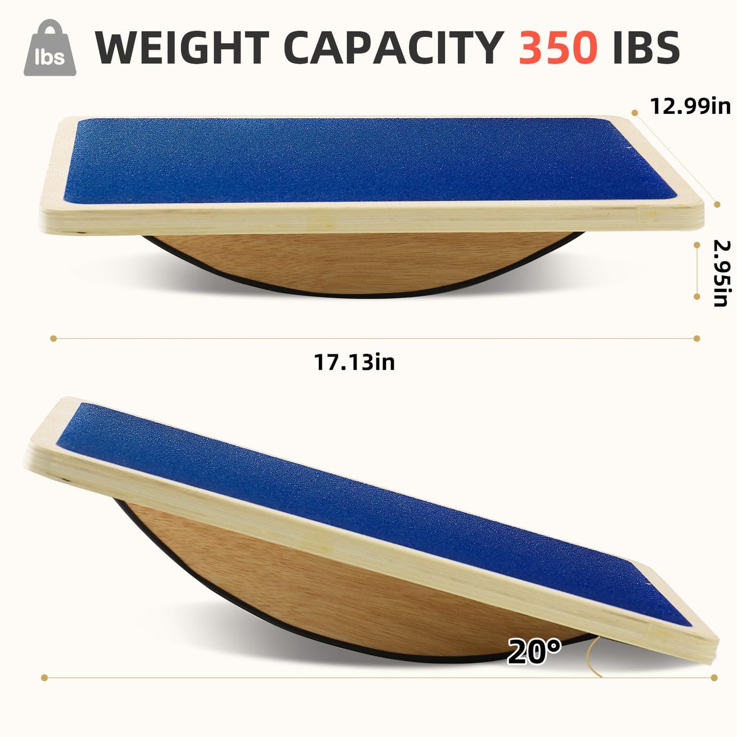 Juoe Balance Board Wobble Board for Adults and Kids - Anti-Slip 350LBS Balance Board for Physical Therapy,Balance Training,Posture Correction,Standing Desk Core Strength Wooden Balance Rocker Board