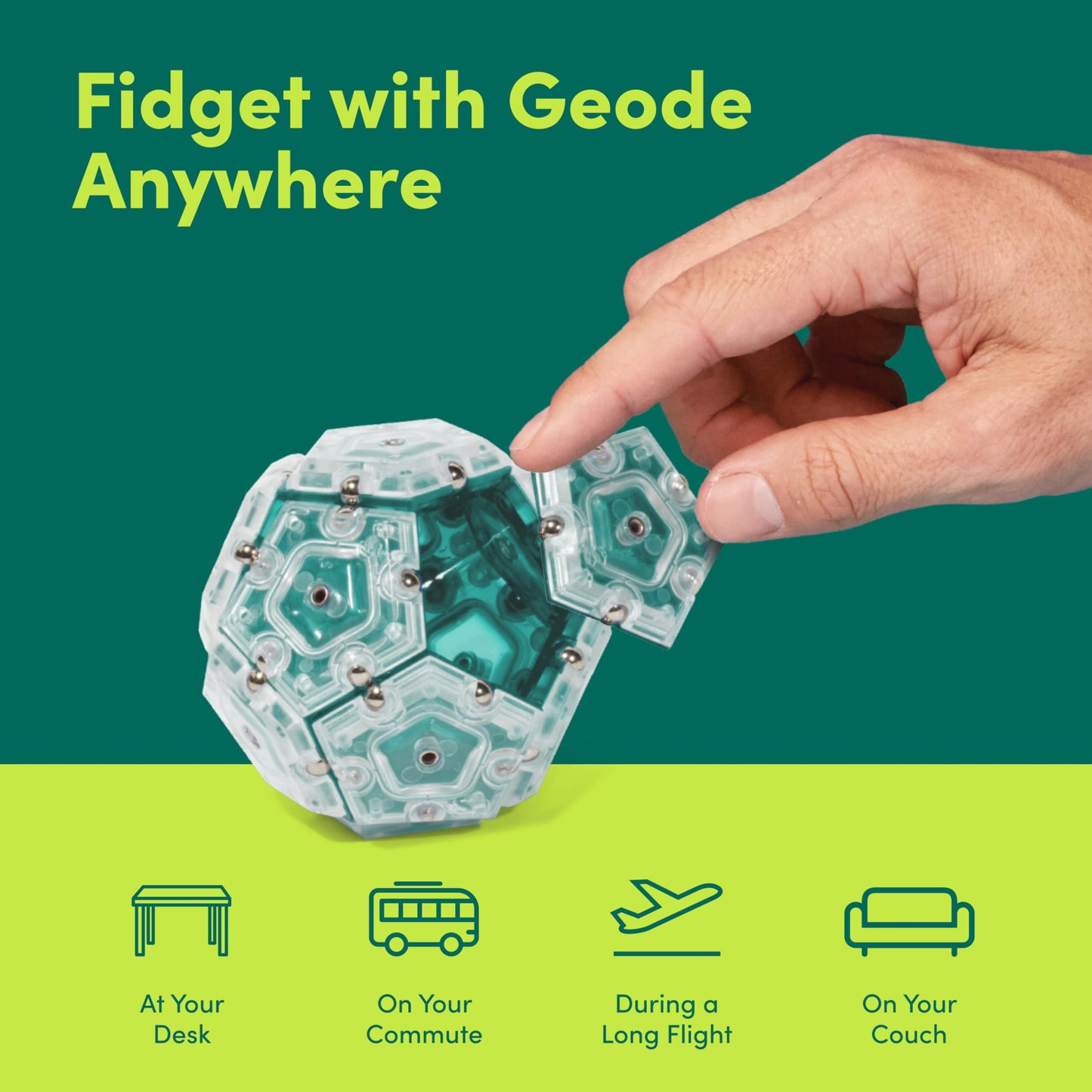 Speks Geode Magnetic Fidget Toy | Sensory Desk Toy for Adults & Teens 14+ | Stress Relief Gift | Sphere, Cool