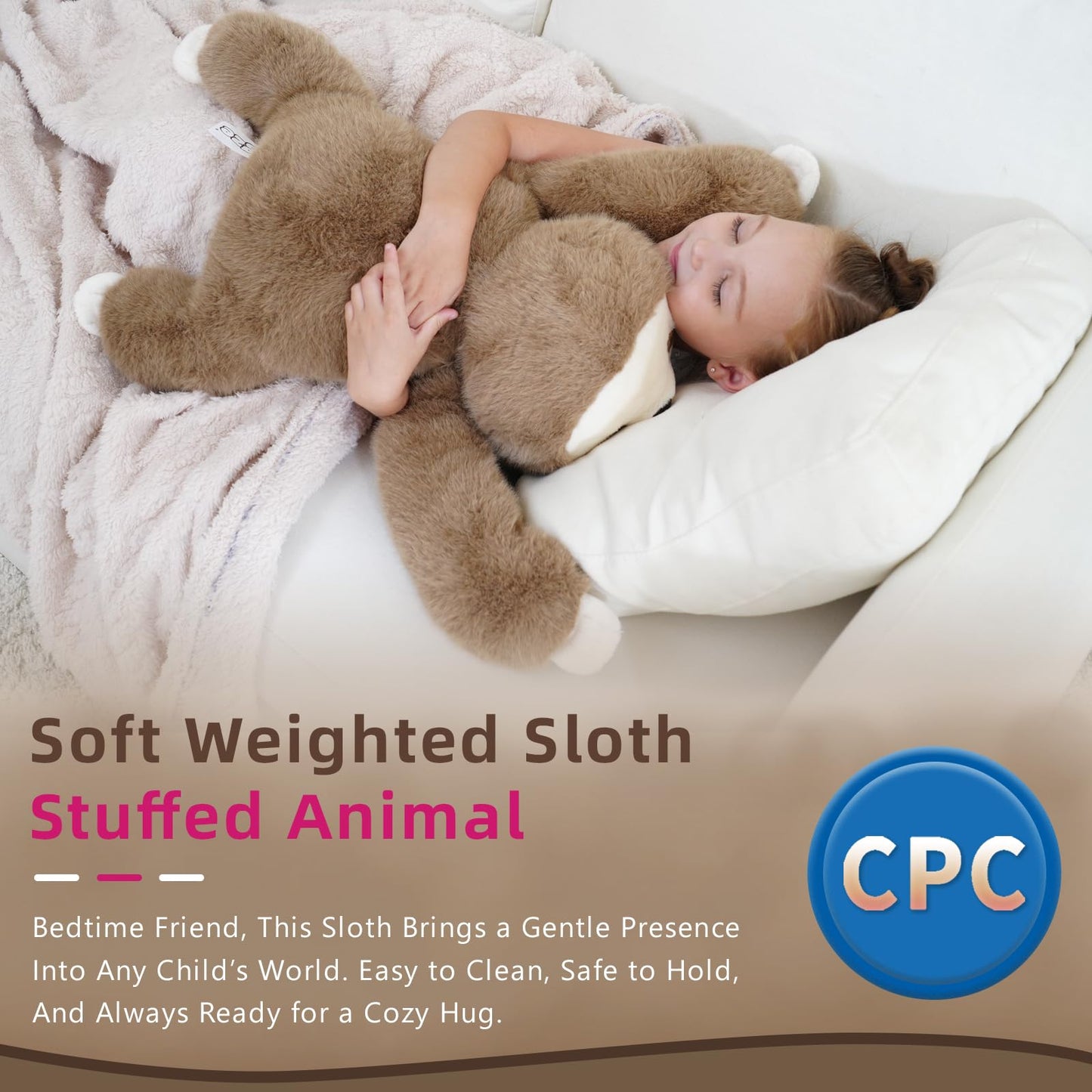 Weighted Sloth Stuffed Animal – 25 Inch, 4 lbs Plush Lying Toy for Kids and Adults – Soft and Cozy Weighted Companion for Bedtime, Gifting, and Everyday Comfort