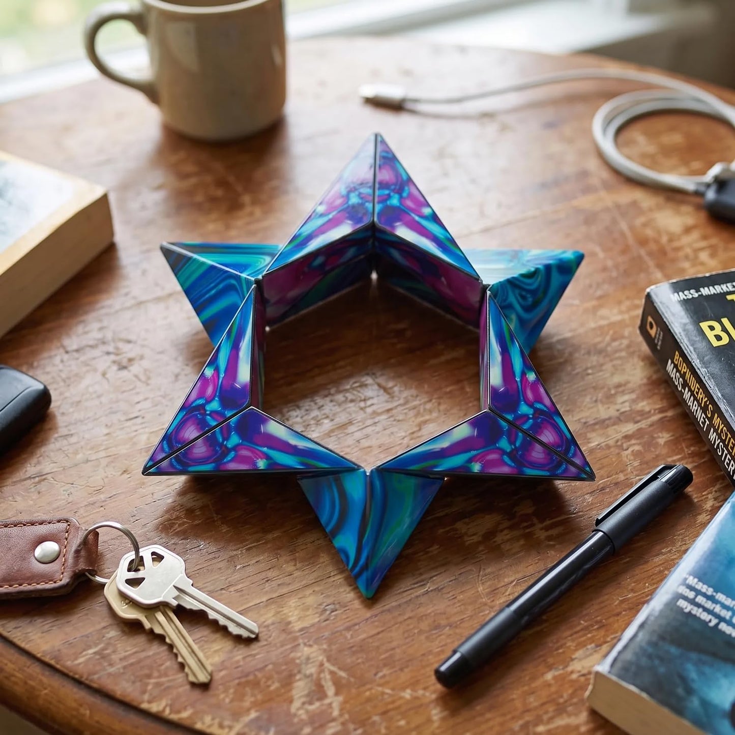 Shashibo Sensory Fidget Toy for Adults & Kids, Stress Relief Fidget Toy for Adults, Teens & Kids, Cool Fidget Toys for Desk, Classroom Must Have, Sensory Shape Shifting Cube, 100+ Possible Shapes