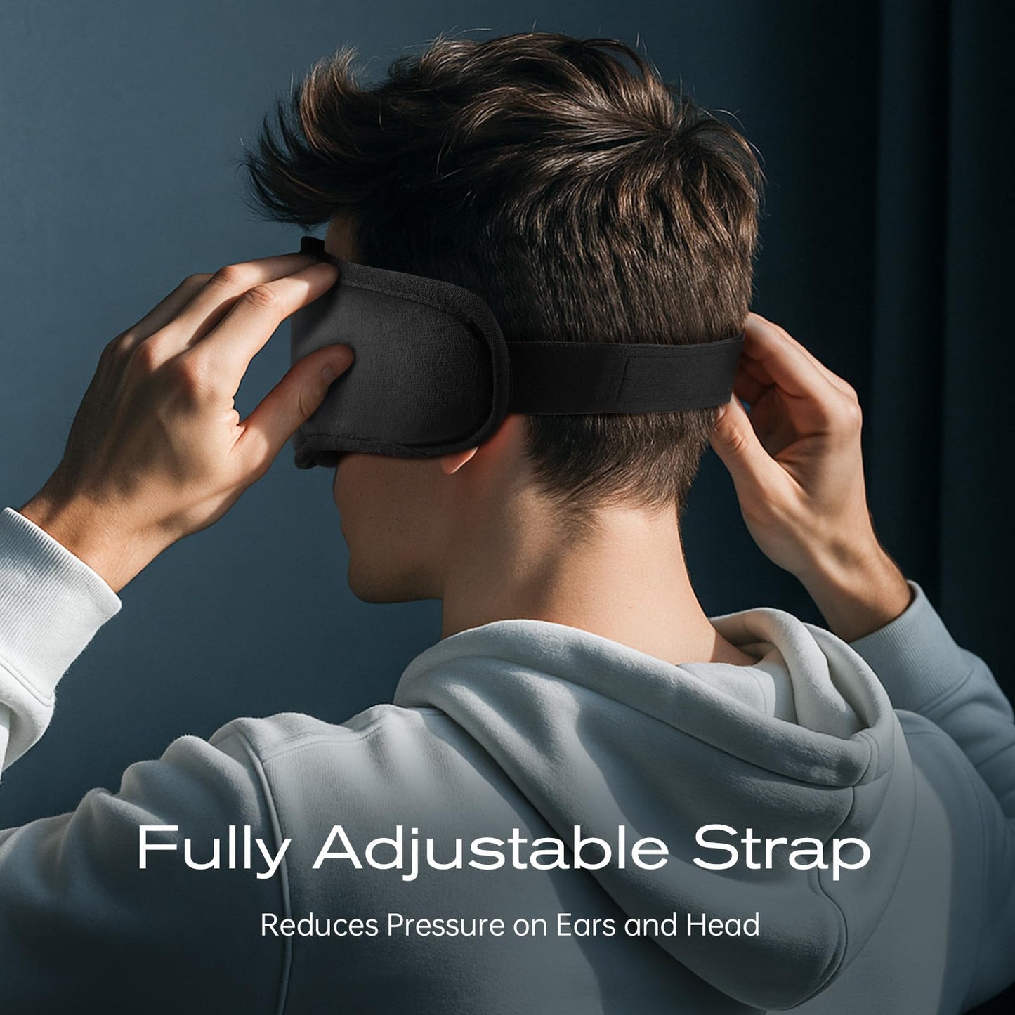 Bamboo Cotton Large Sleep Mask with Bluetooth Wireless Headphones - Blackout Eye Mask for Sleeping 3D Contoured Sleep Eye Cover Headband Ear Plugs Low Noise Hook for Men Women Better Experience (Grey)