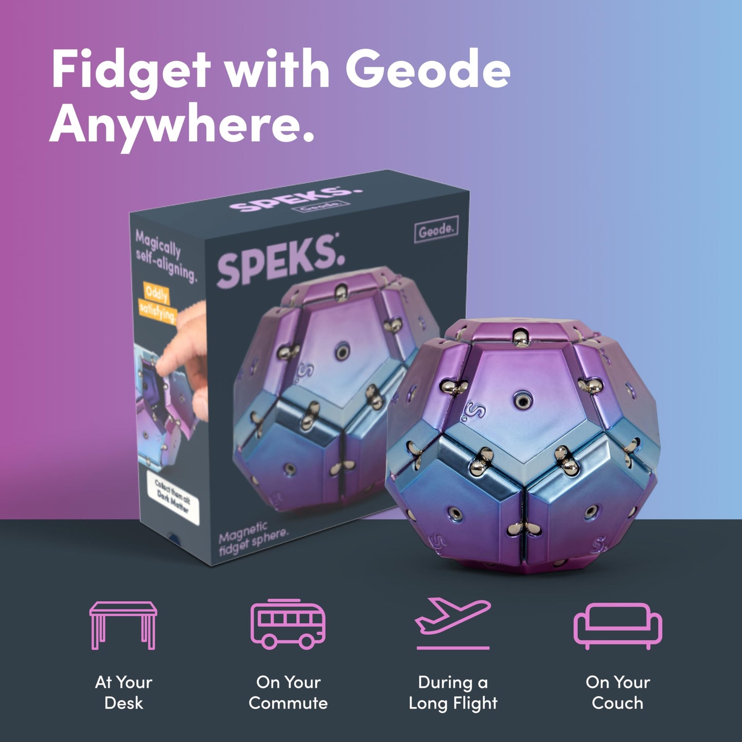 Speks Geode Magnetic Fidget Toy | Sensory Desk Toy for Adults & Teens 14+ | Stress Relief Gift | Sphere, Cool