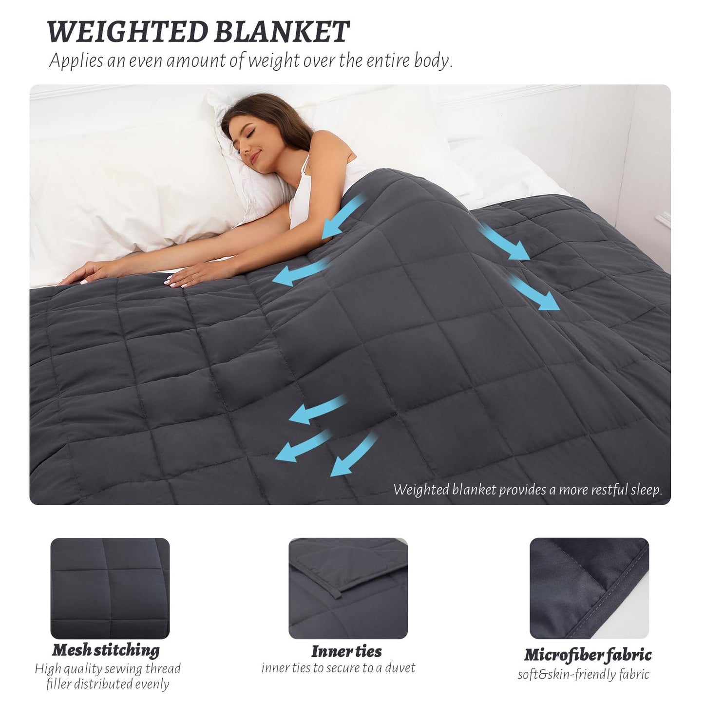Weighted Blanket 7lbs Twin Size Dark Grey 41"x60" Weighted Blankets Heavy Blanket are Comfortable and Cozy