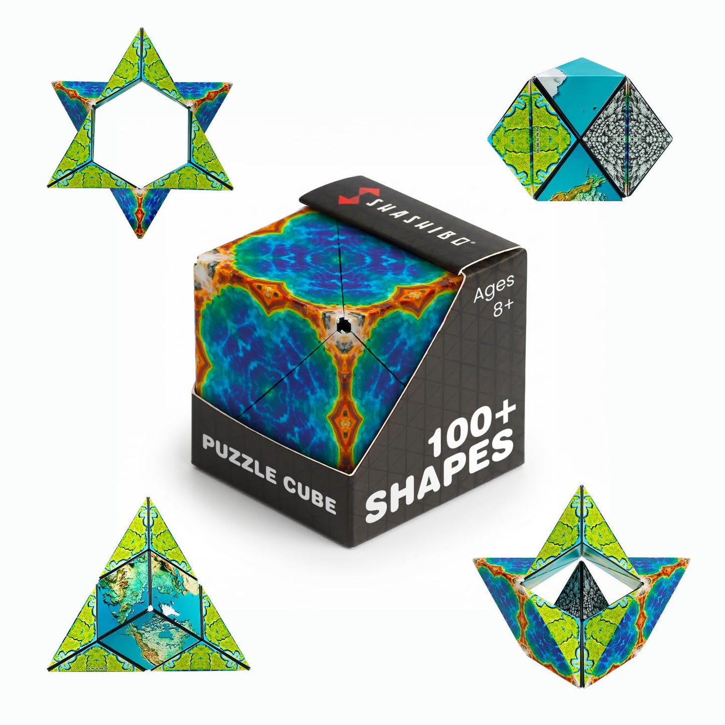 Shashibo Sensory Fidget Toy for Adults & Kids, Stress Relief Fidget Toy for Adults, Teens & Kids, Cool Fidget Toys for Desk, Classroom Must Have, Sensory Shape Shifting Cube, 100+ Possible Shapes