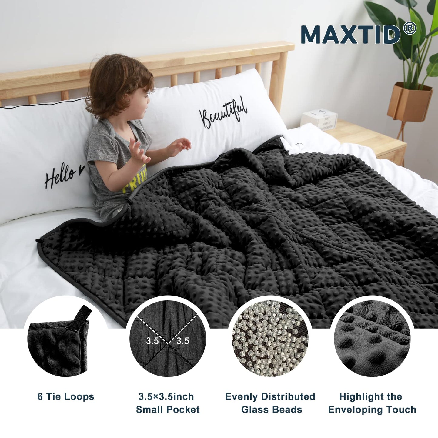 MAXTID Weighted Blanket for Kids 5lbs 36"x48" Cotton Blanket for Boys & Girls Weighted Throw Blanket Children Bedding Gifts for 3 4 5 6 7 8+ Year Old Kids Small Weighted Comfort Blanket