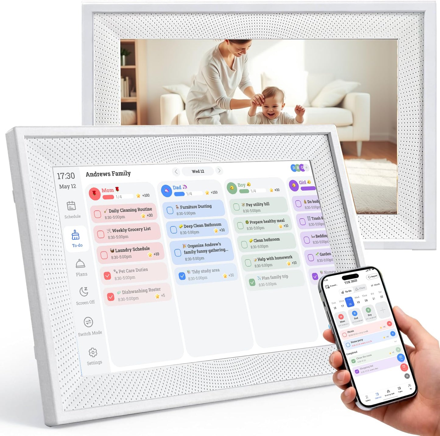 10.1" Smart Chore Chart & Visual Schedule for Kids - Digital Daily Routine Board, Neurodivergent Friendly Gamified Planner display, App Syncs w/ Google Calendar, No Subscription (Classic Routine Edition)